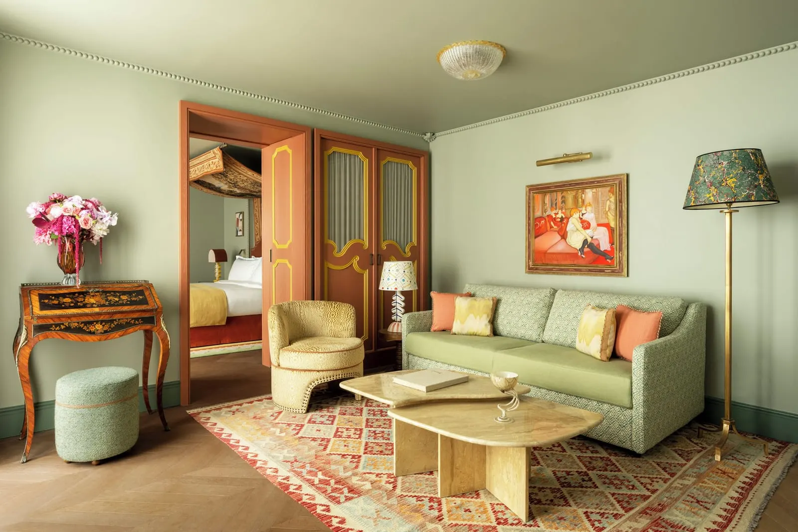Le Grand Mazarin: The Mazarin Suite's sitting room, bedroom beyond