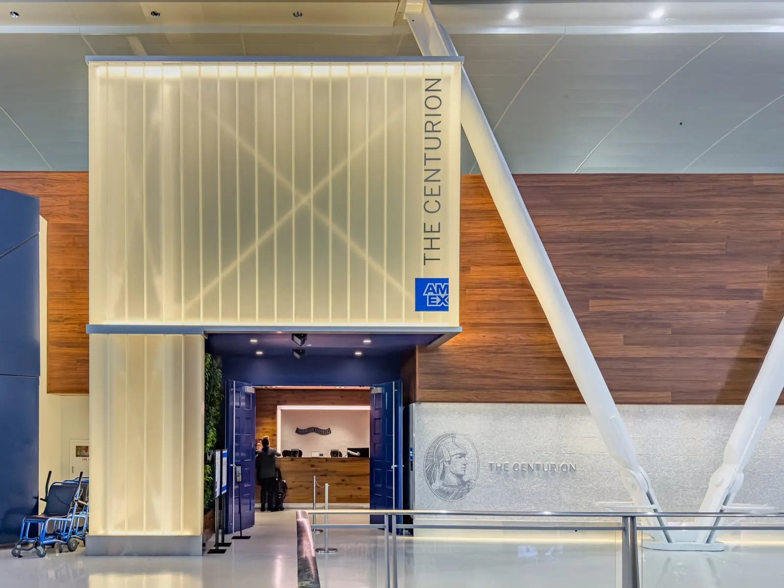 Entrance to the American Express Centurion Lounge in JFK Terminal 4