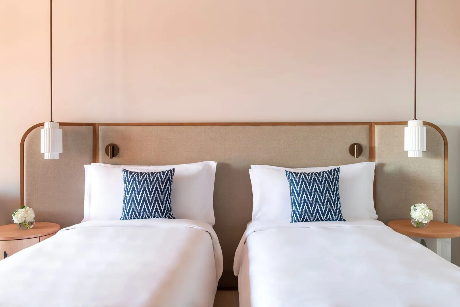 Family Room, Resort View at the Ritz-Carlton Abama: the twin room, two beds with blue cushions