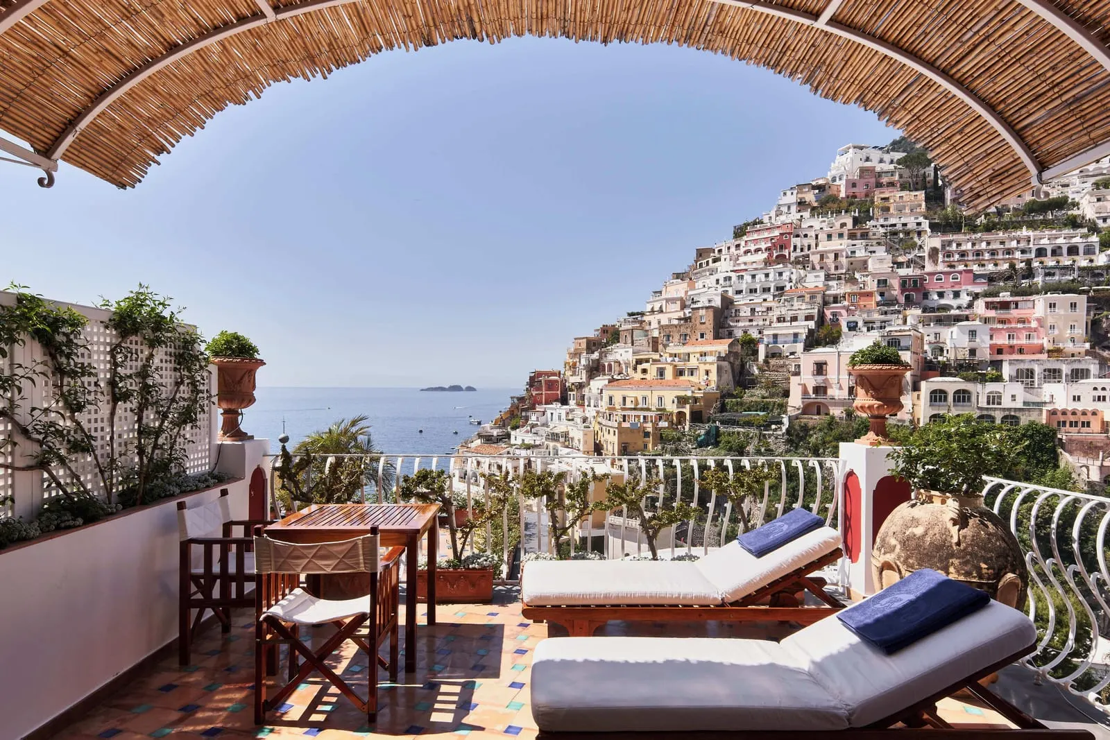 Le Sirenuse: A Junior Suite terrace facing Positano and the sea