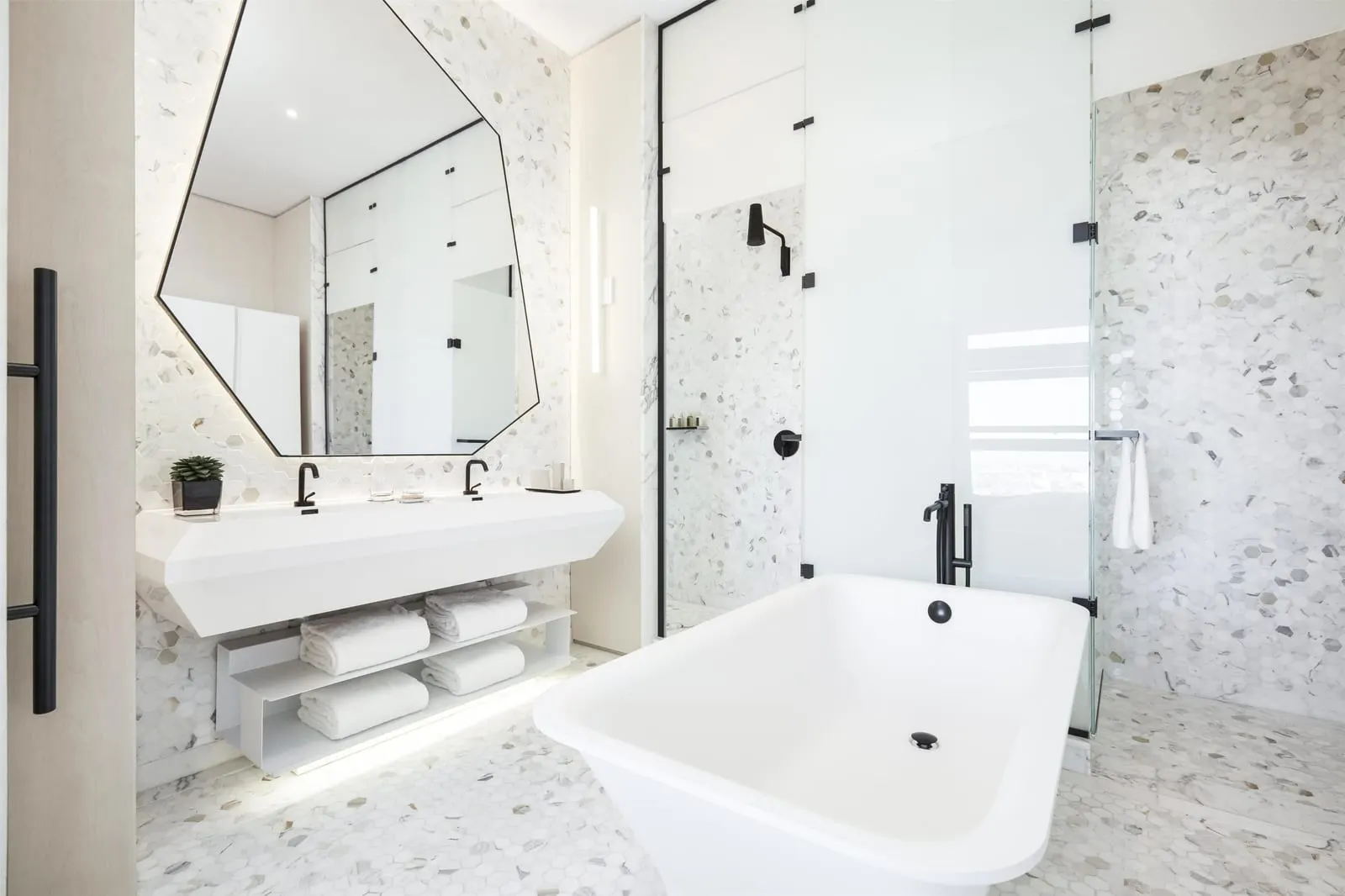 The William Vale: A bathroom with a freestanding tub
