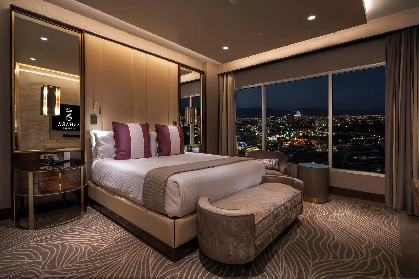 SAHARA Las Vegas: A Marra Style Signature One Bedroom Suite at night