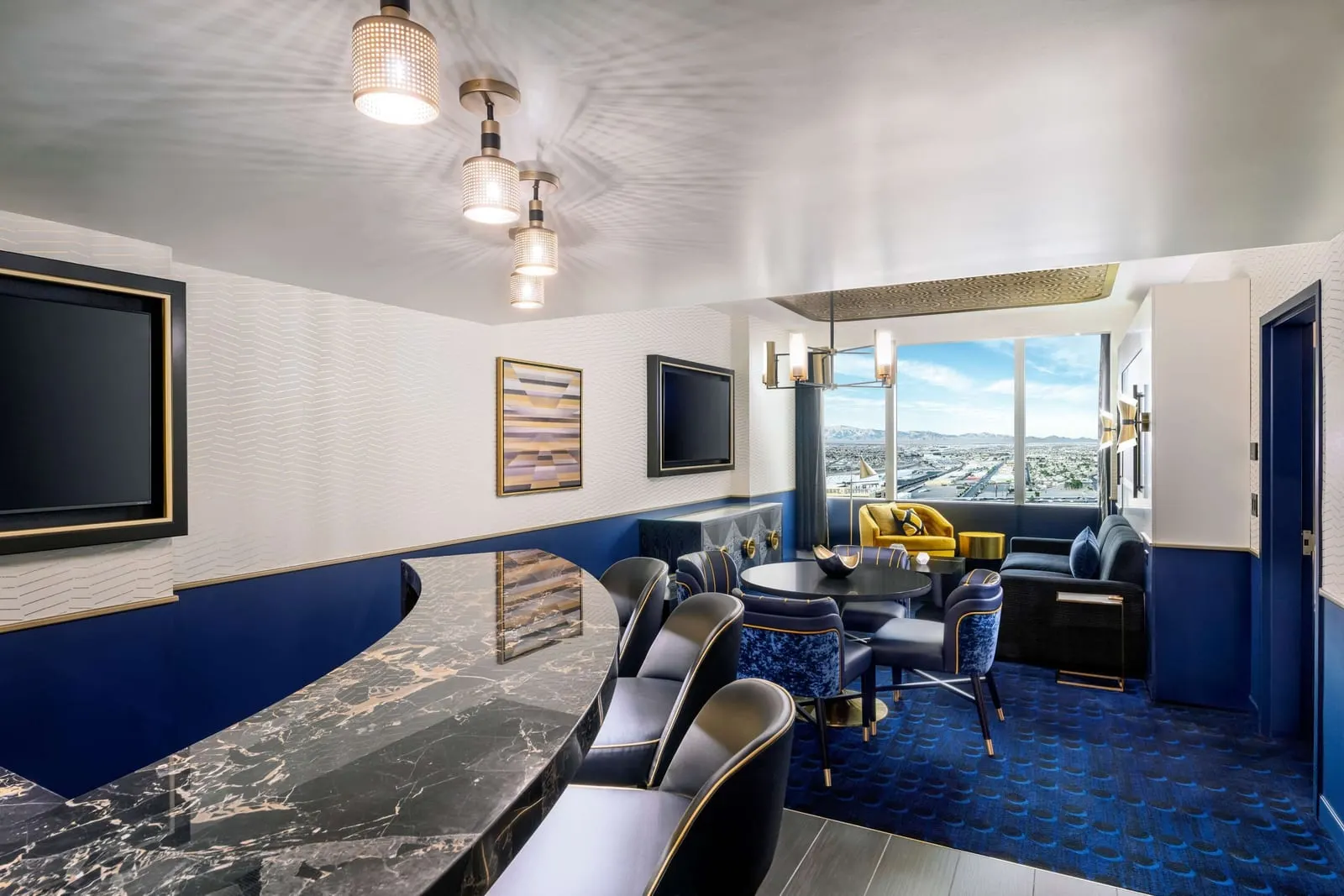 Circa Resort & Casino: A Circa Suite living room with its wet bar