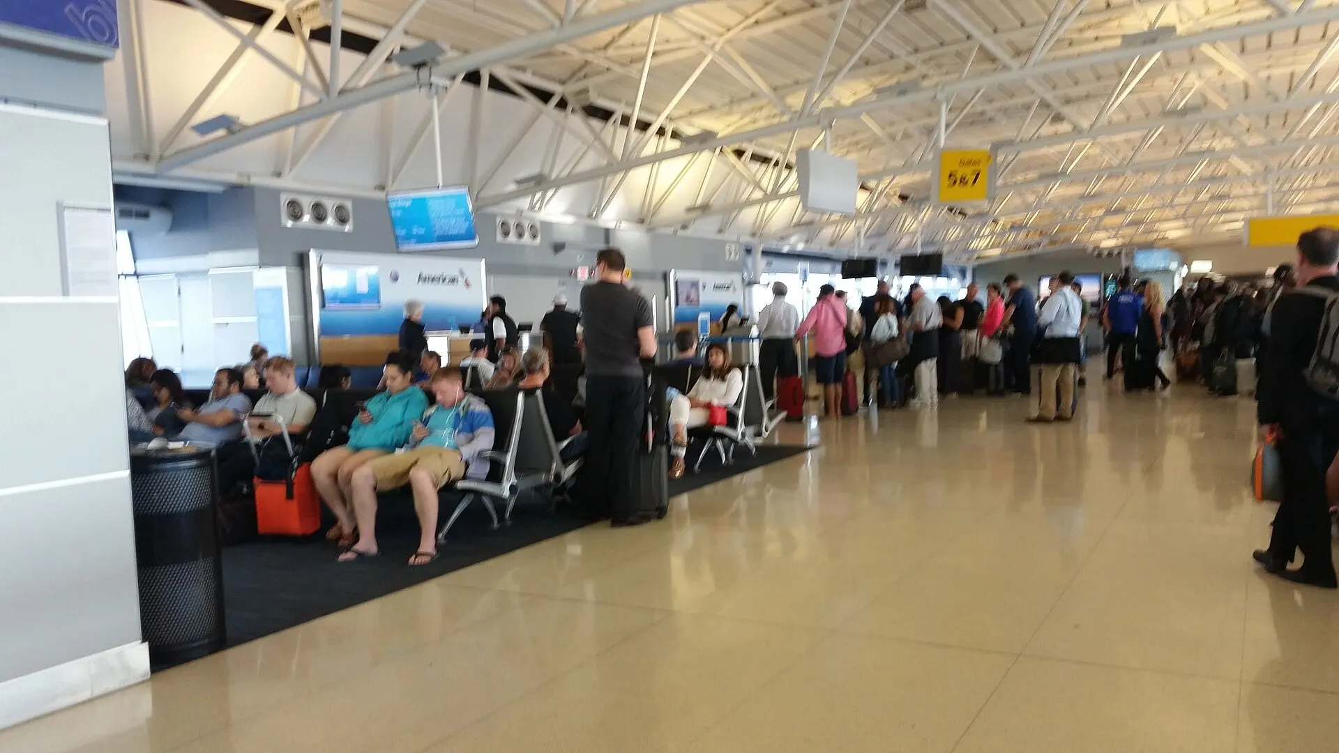 The waiting area at Gates 5 and 7 in Terminal 8 at JFK