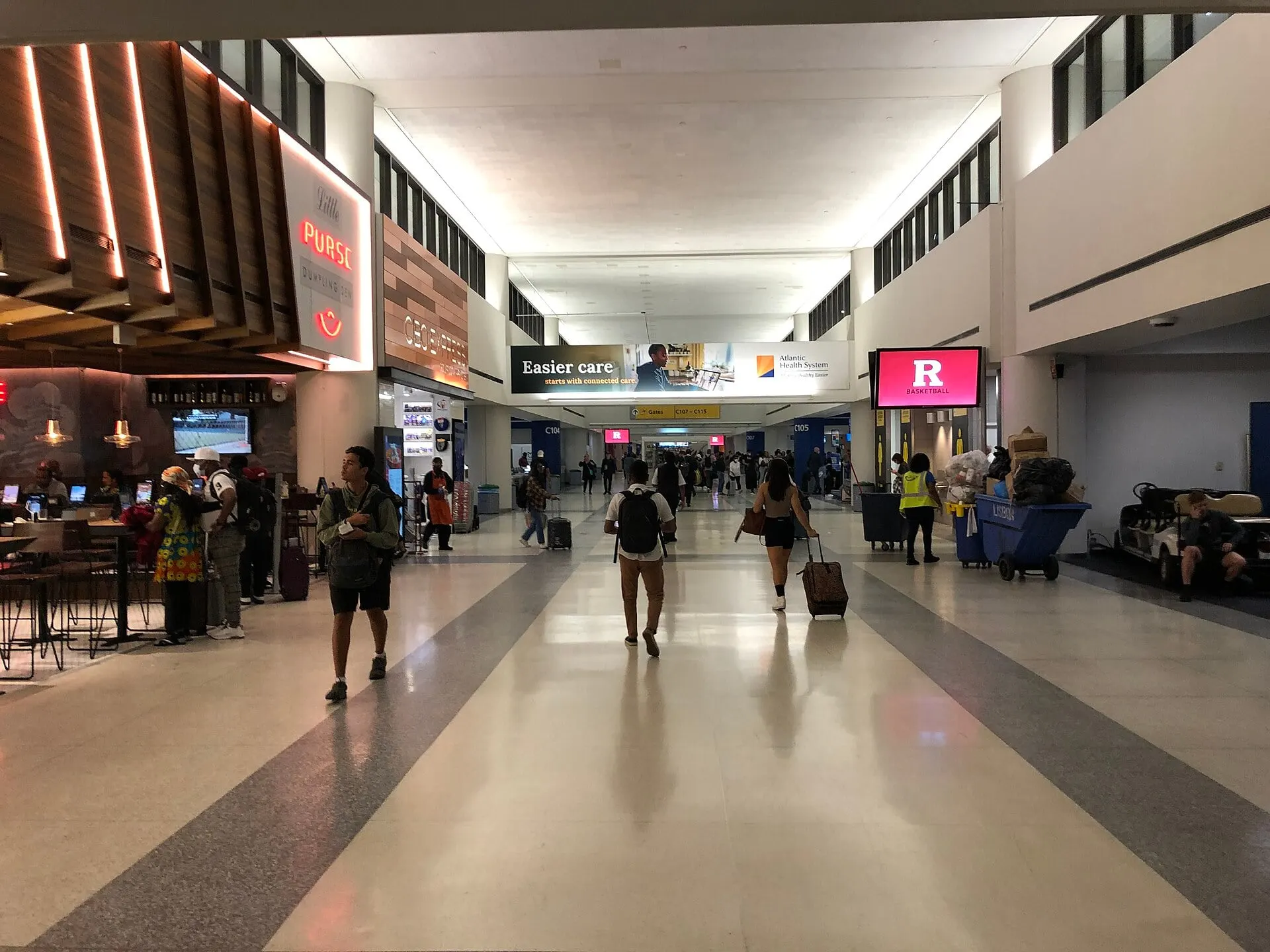 The gate concourse after security in Terminal C at Newark Liberty
