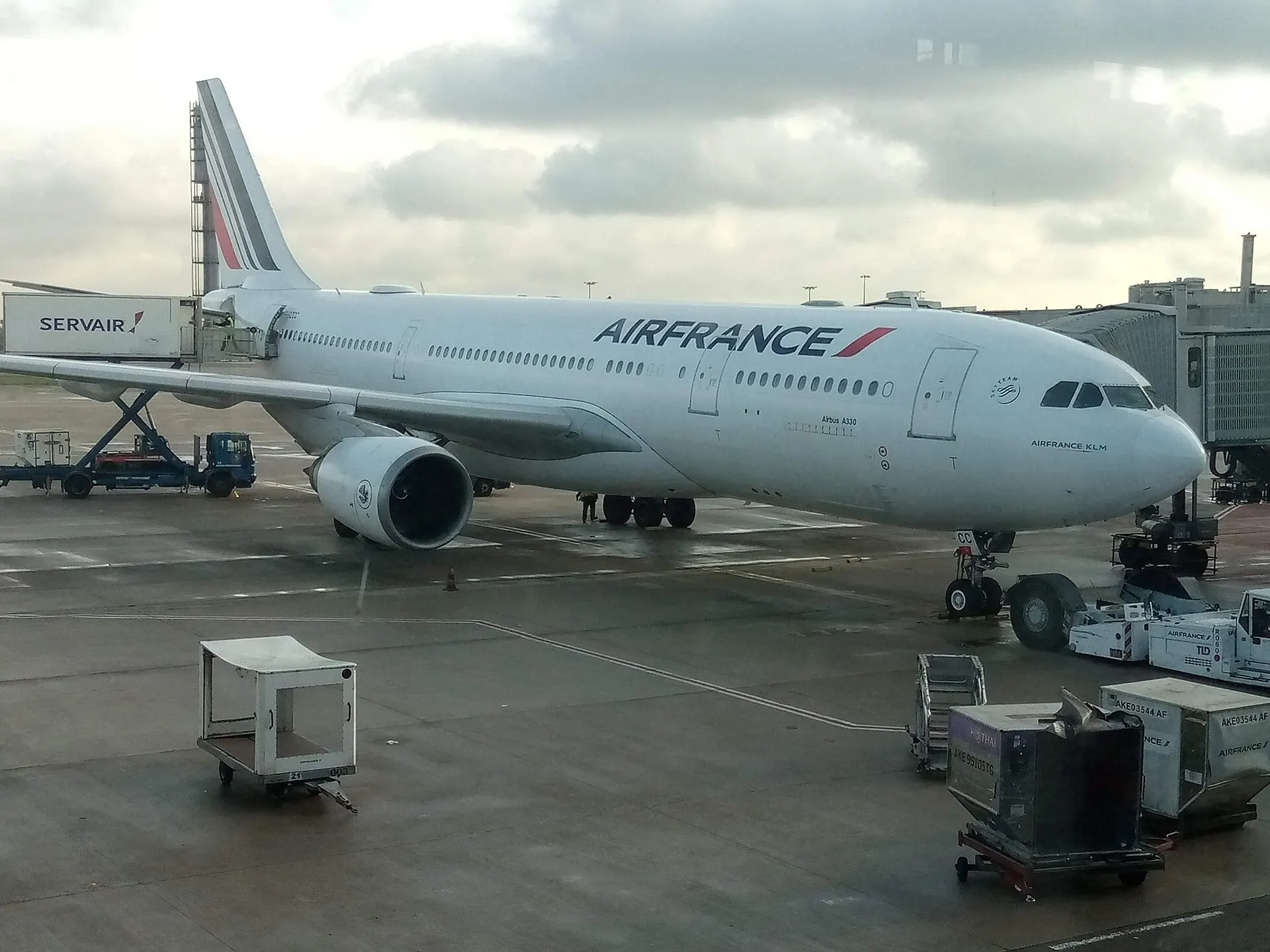 An Air France Airbus A330 at the gate at Terminal 2, Paris Charles de Gaulle