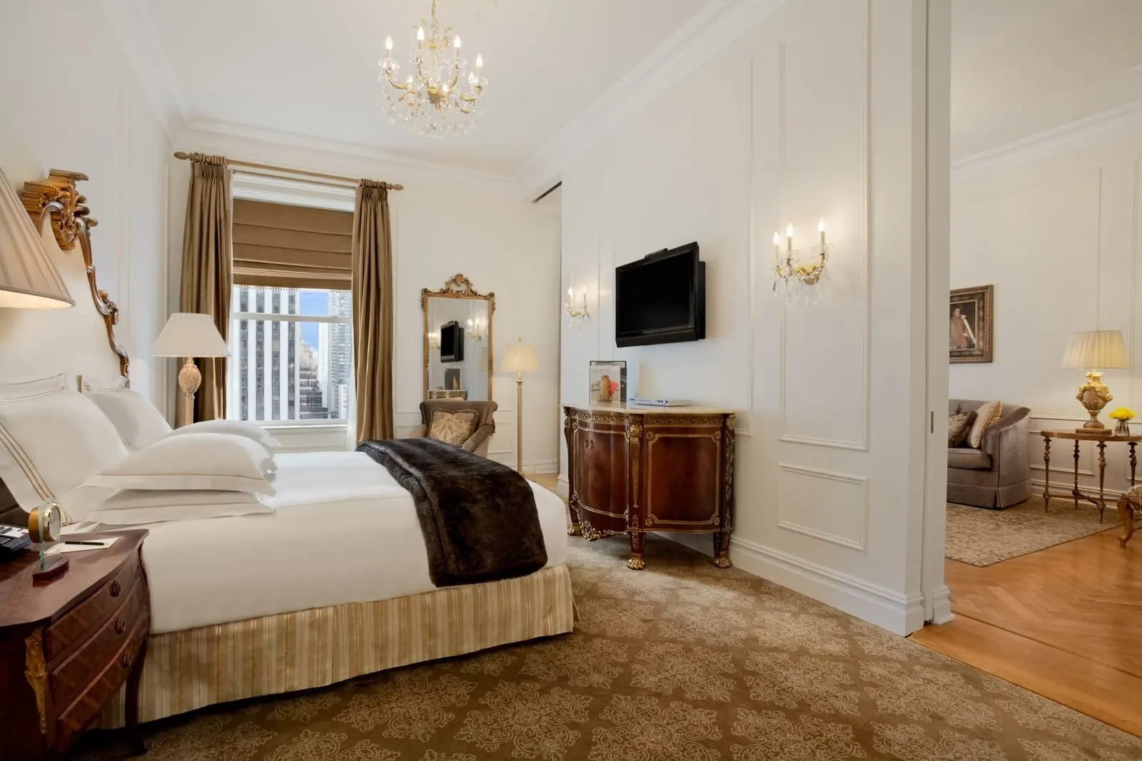 The Plaza: A room with a chandelier
