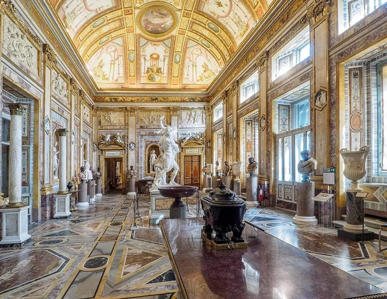 The frescoed entrance hall of the Borghese Gallery