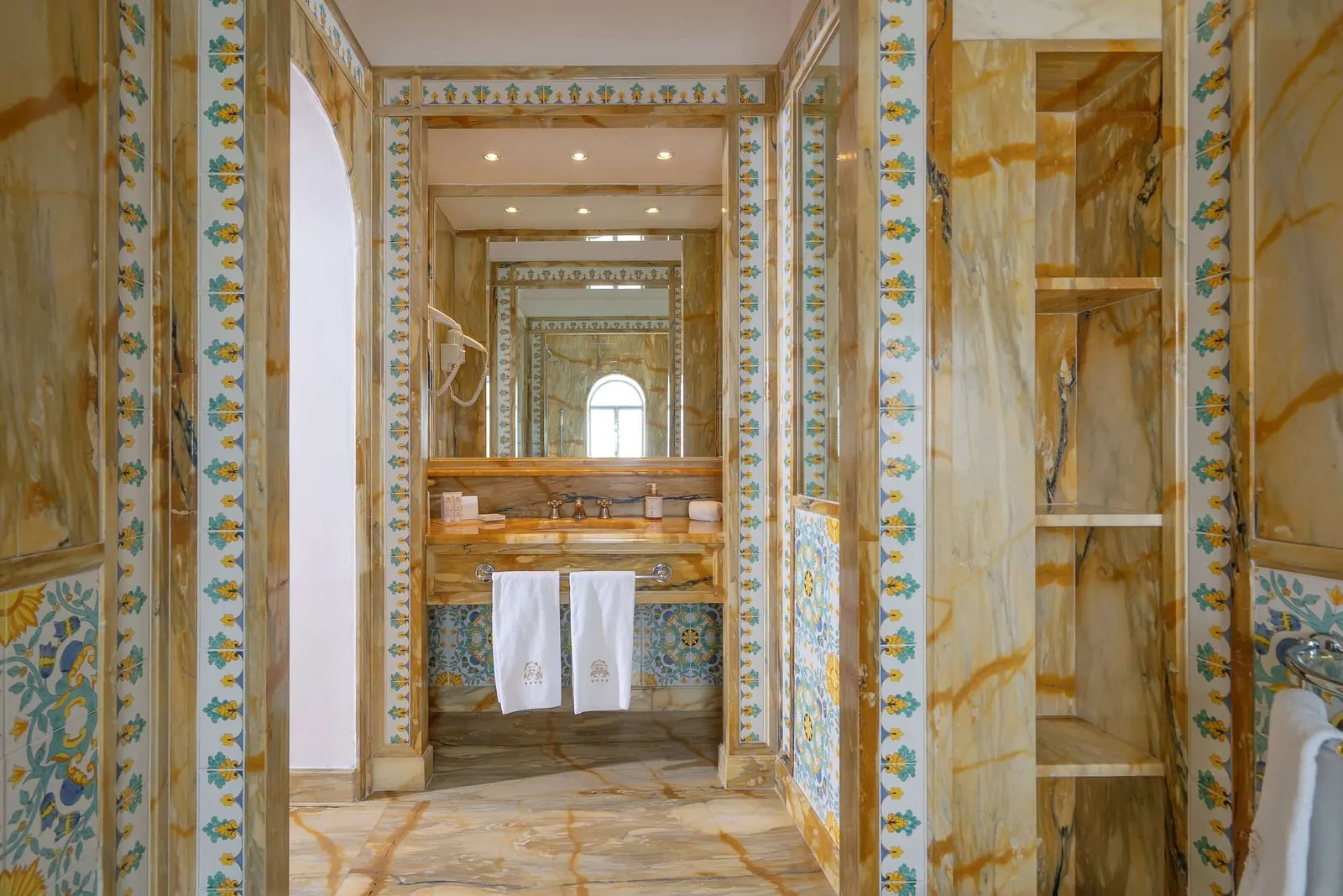 Palazzo Murat: A bathroom lined with majolica tiles