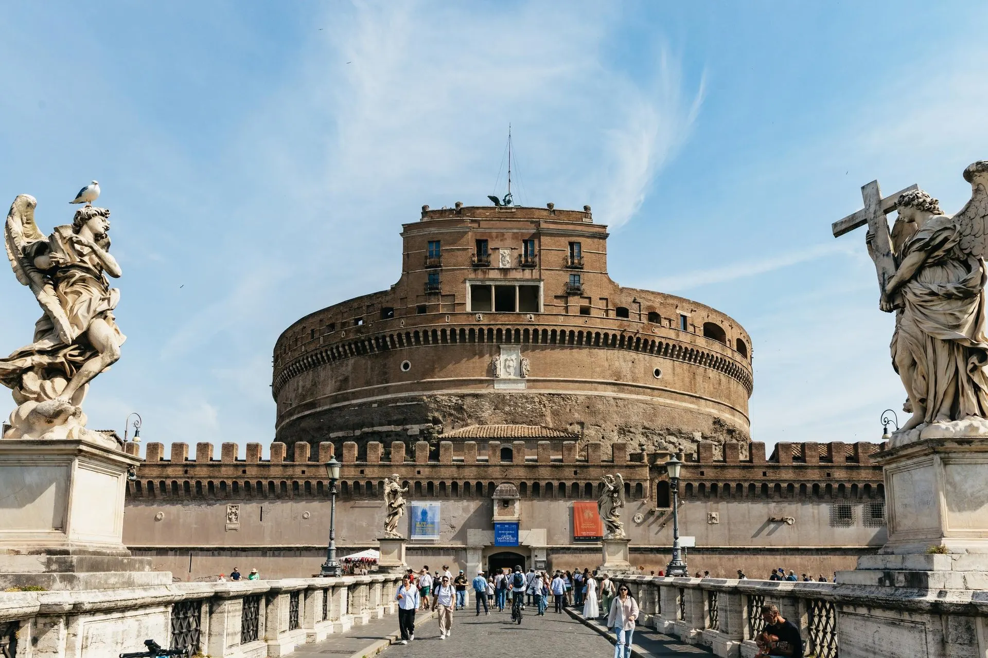Castel Sant'Angelo seen from the bridge, between Bernini's angels