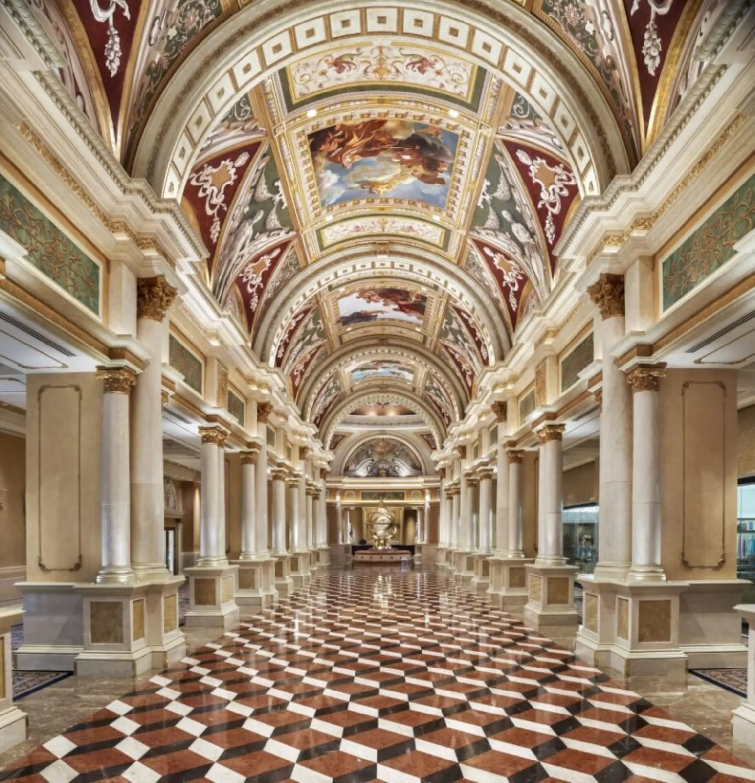 The Venetian Resort Las Vegas: Hand-painted frescoes over the colonnade