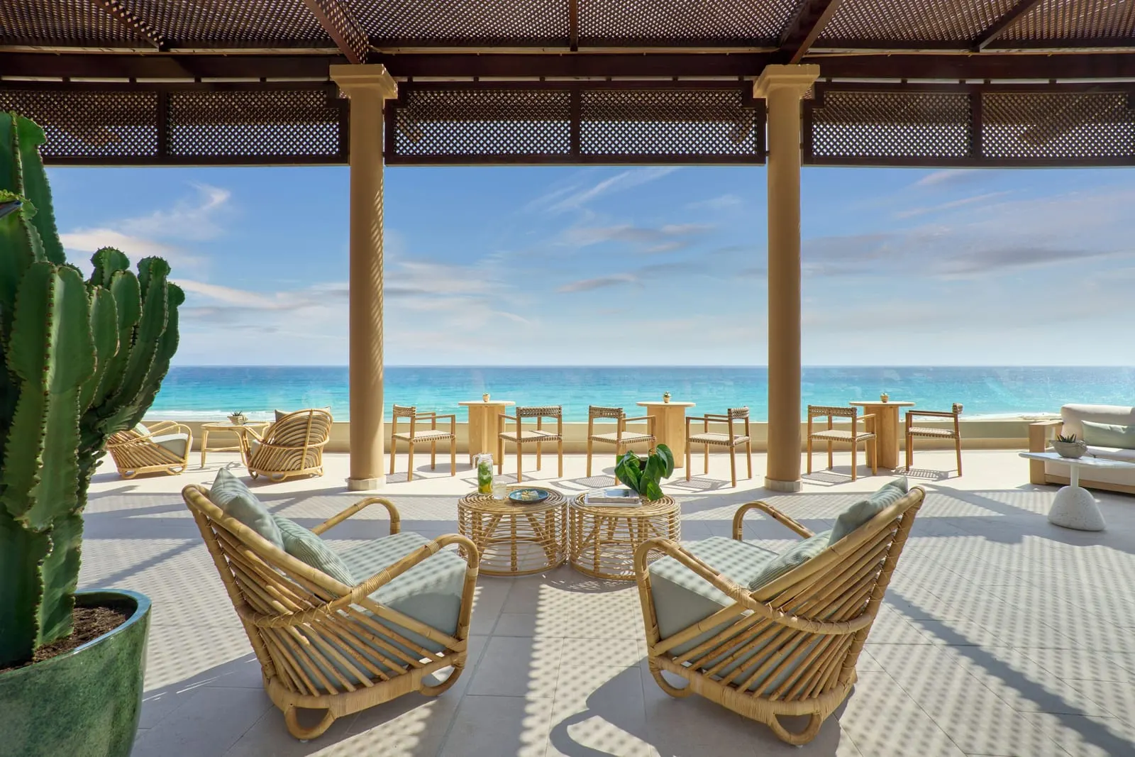 Iberostar Selection Fuerteventura Palace: A shaded terrace facing the Atlantic