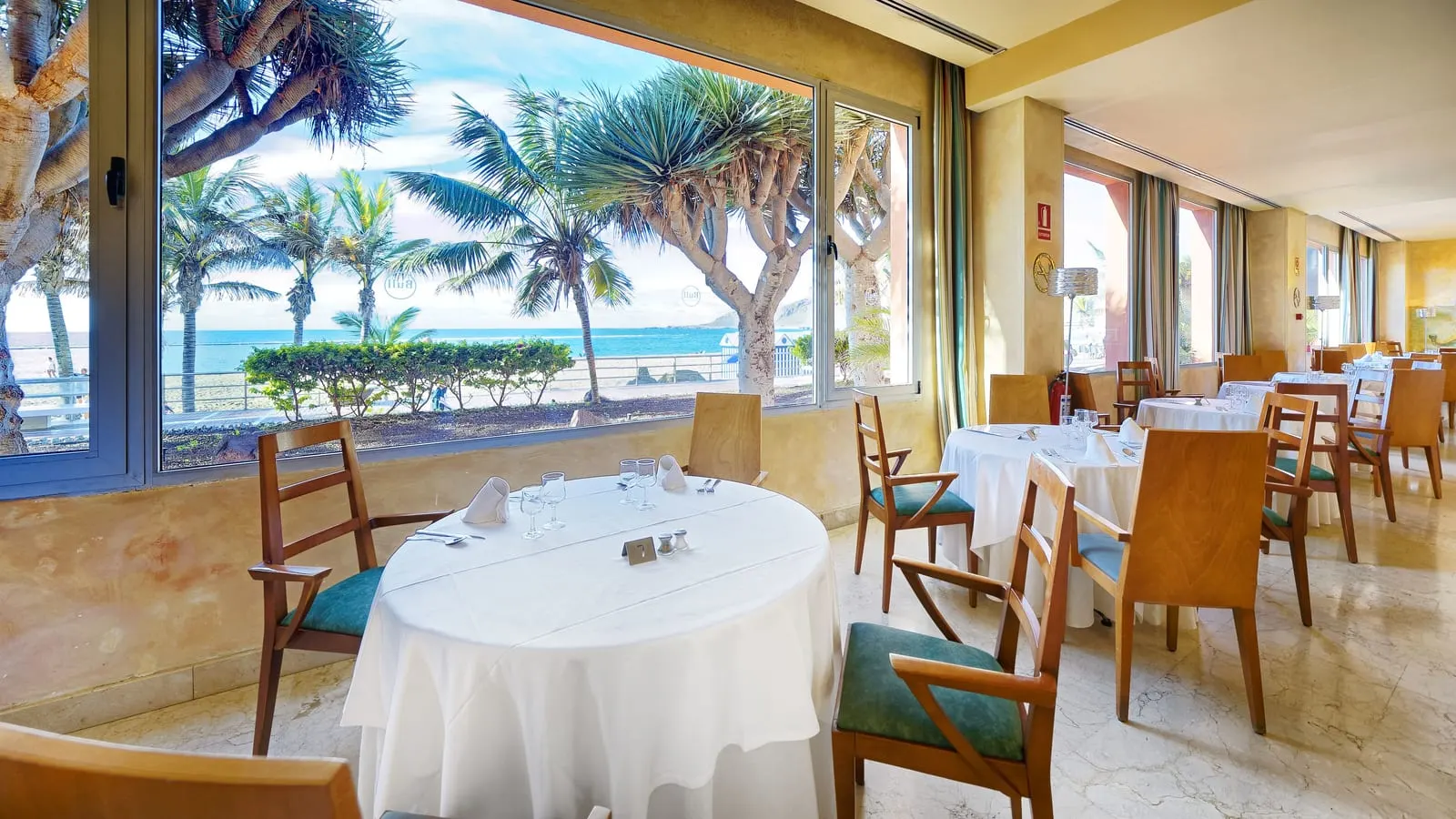 Bull Reina Isabel & Spa: The restaurant, with dragon trees at the window