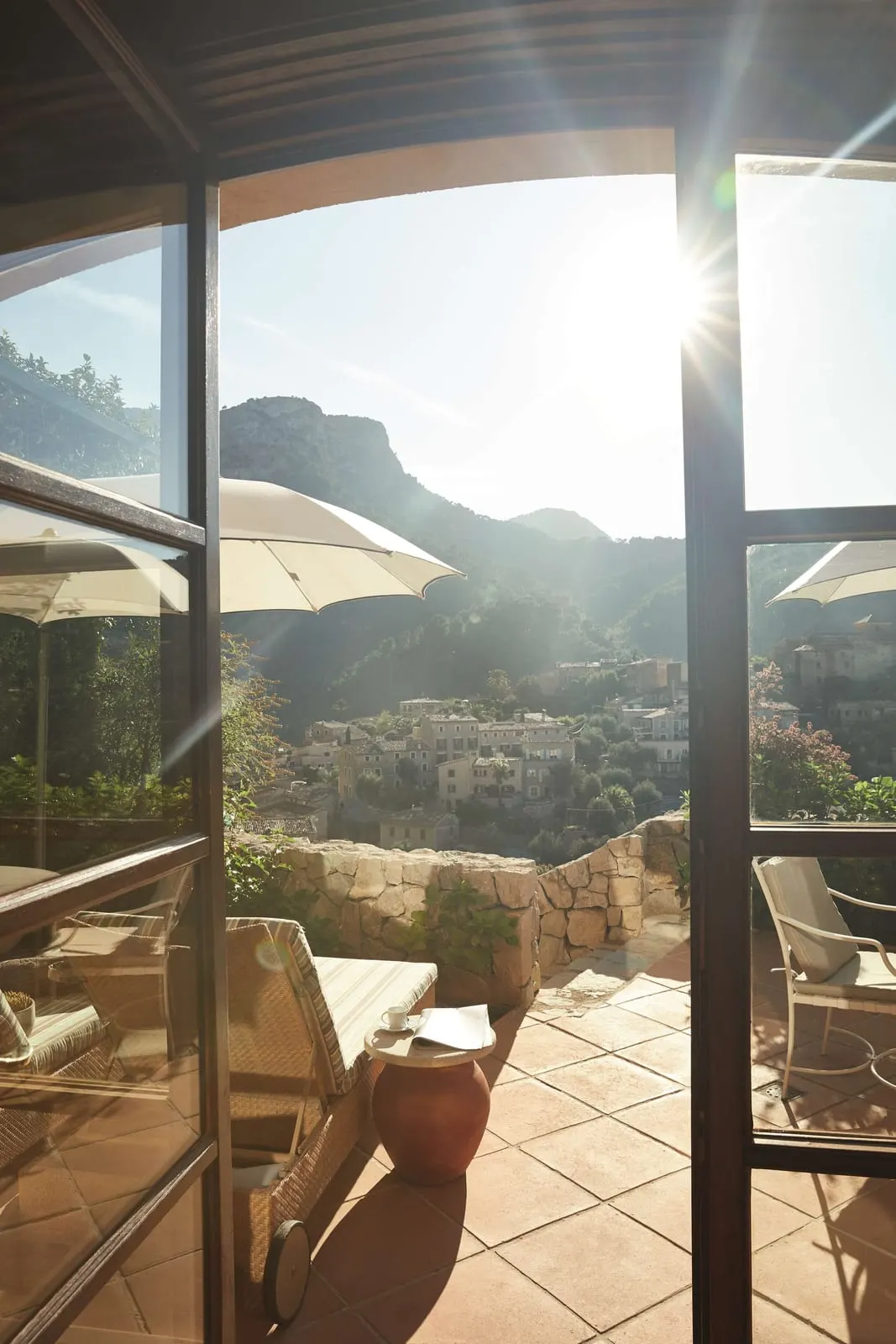 La Residencia, A Belmond Hotel: A Deluxe Junior Suite's tiled terrace facing Deià