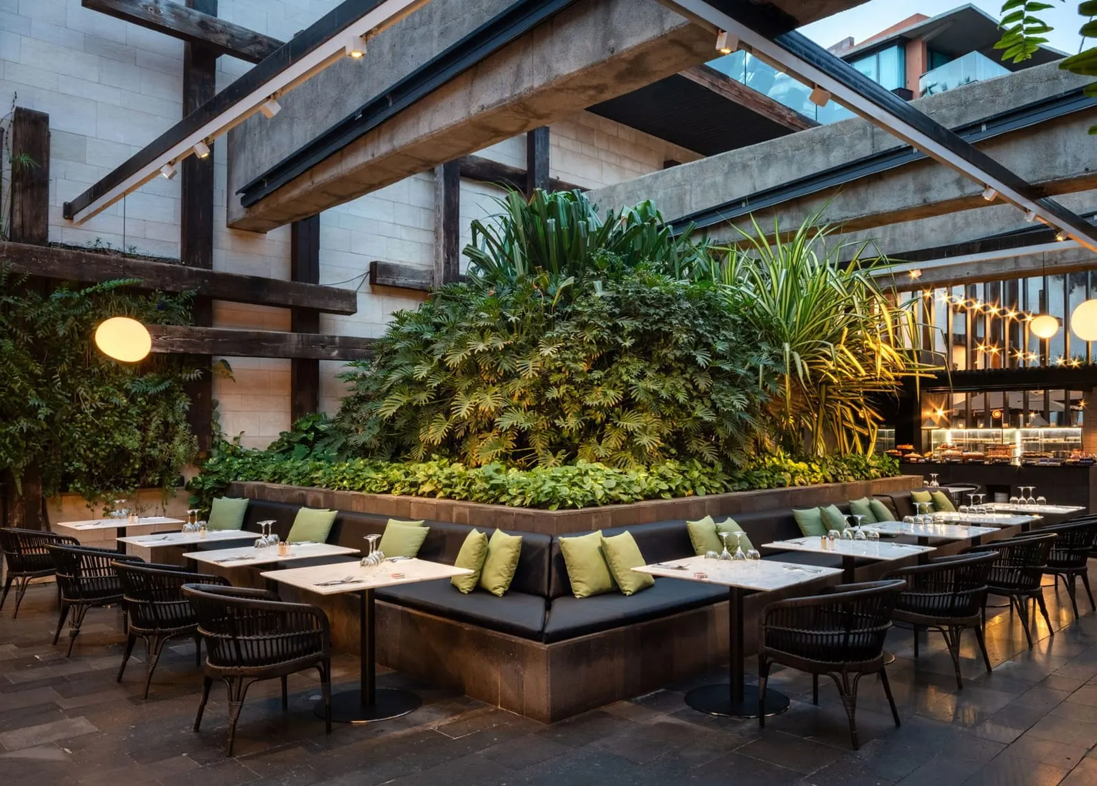 Salobre Hotel Resort & Serenity: The SENS Kitchen Patio Garden, for breakfast and dinner