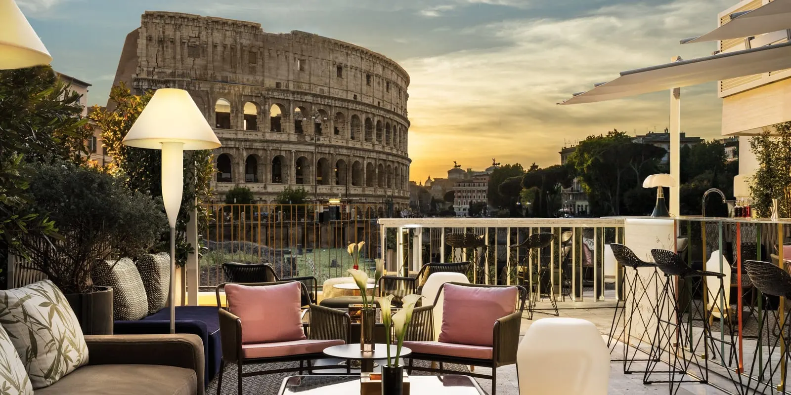 Palazzo Manfredi: The Colosseum from the terrace at sunset