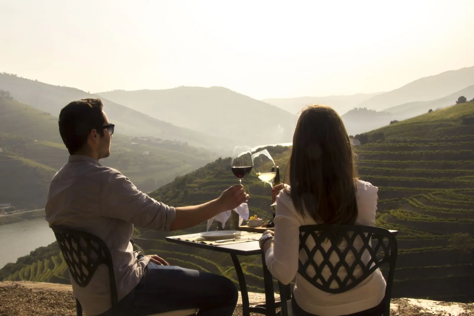 Quinta Nova Winery House: A glass of the estate's wine at sunset
