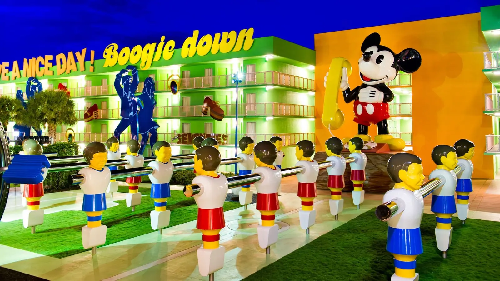 Disney's Pop Century Resort: Giant foosball players in the 1970s section