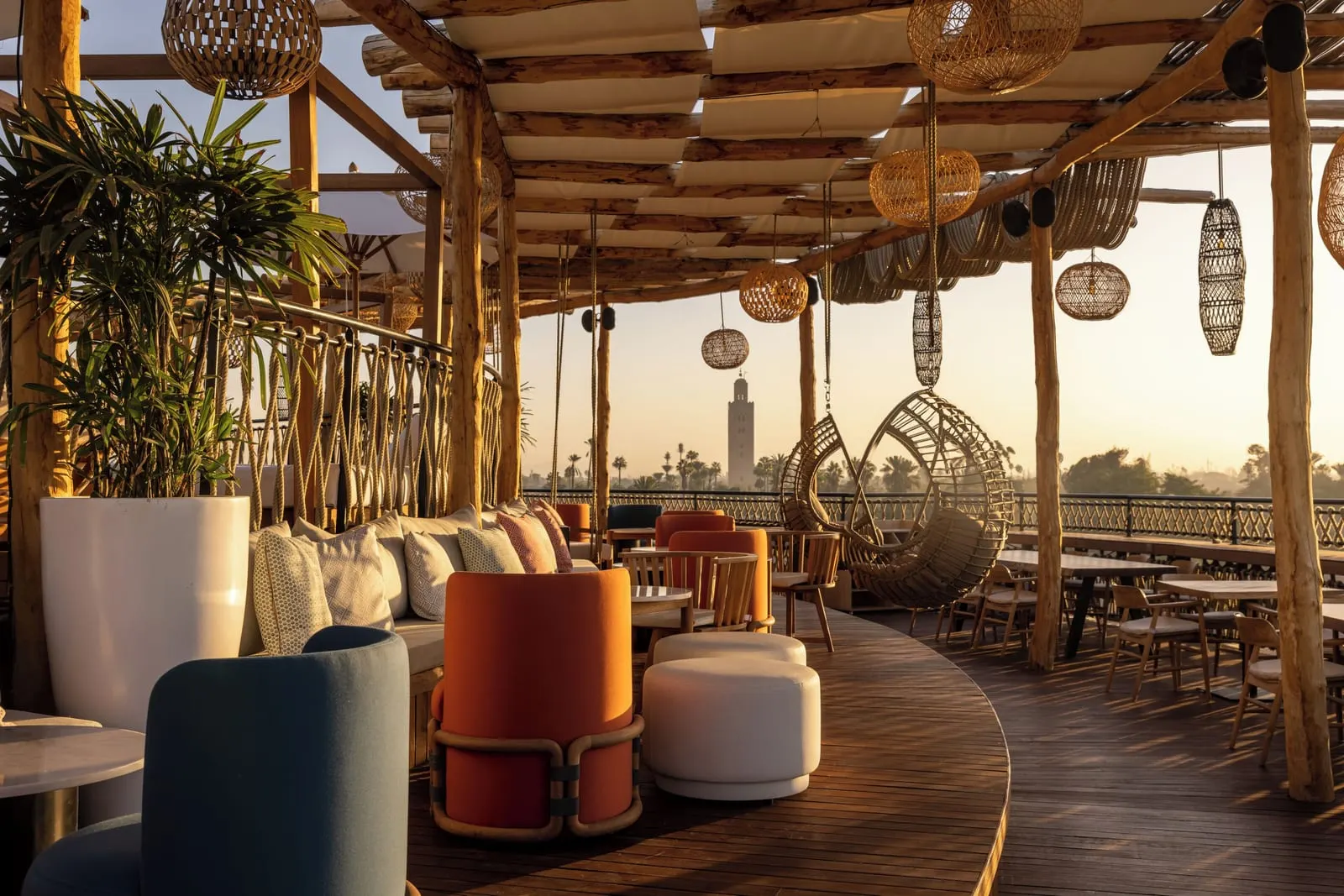 Nobu Hotel Marrakech: The rooftop terrace, looking to the Koutoubia