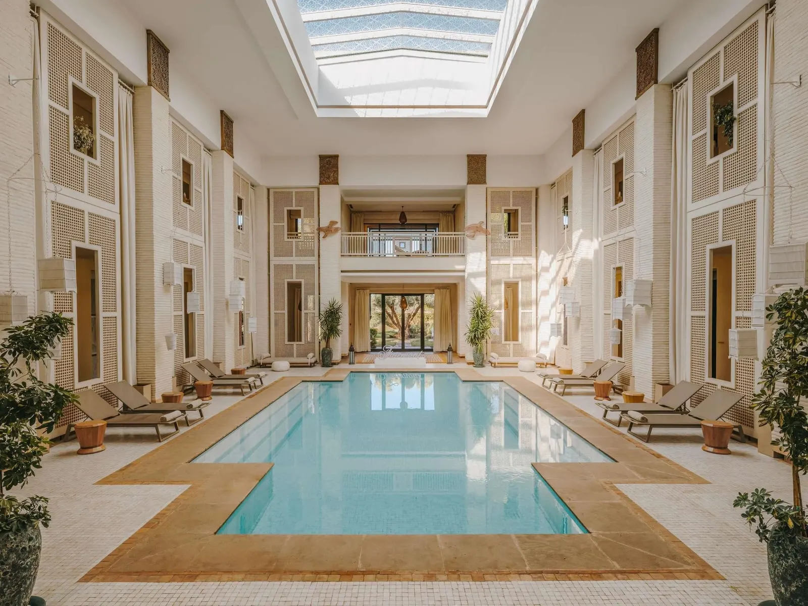 Fairmont Royal Palm Marrakech: The spa's indoor pool under a skylight