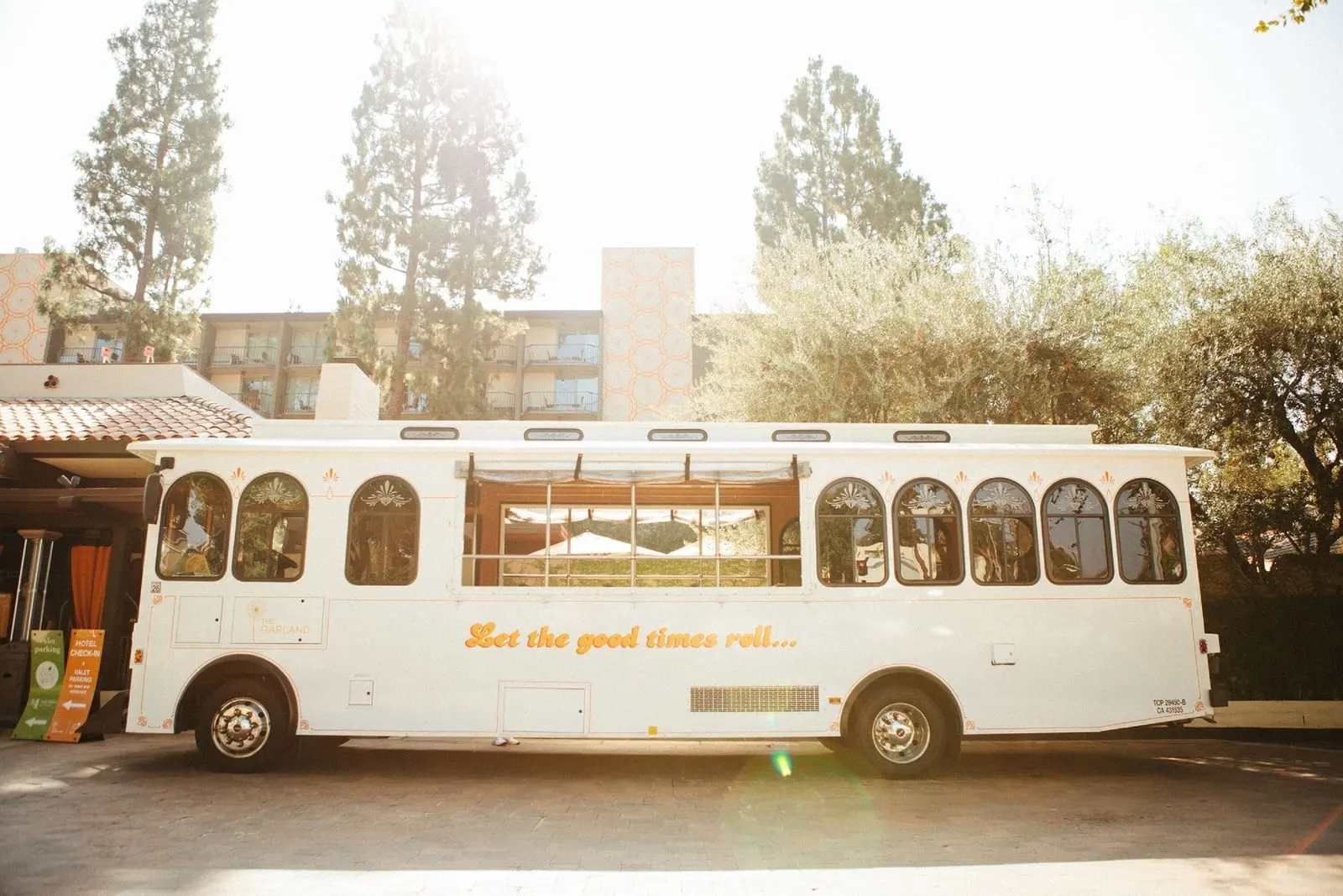 The Garland: The hotel's own trolley on the front drive