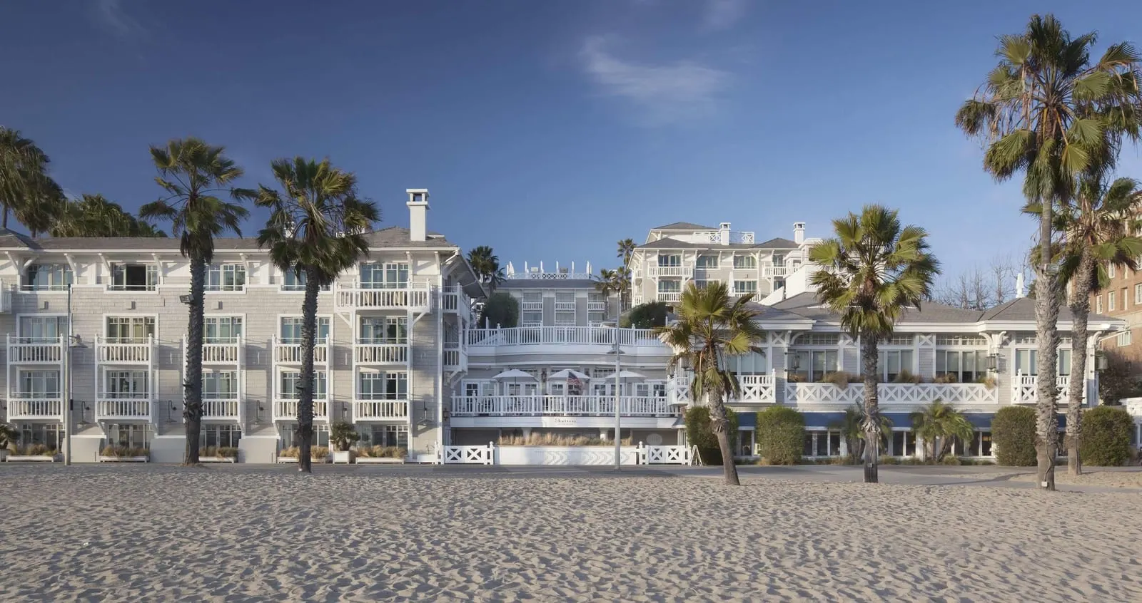 Los Angeles: palms and sand at Santa Monica Beach