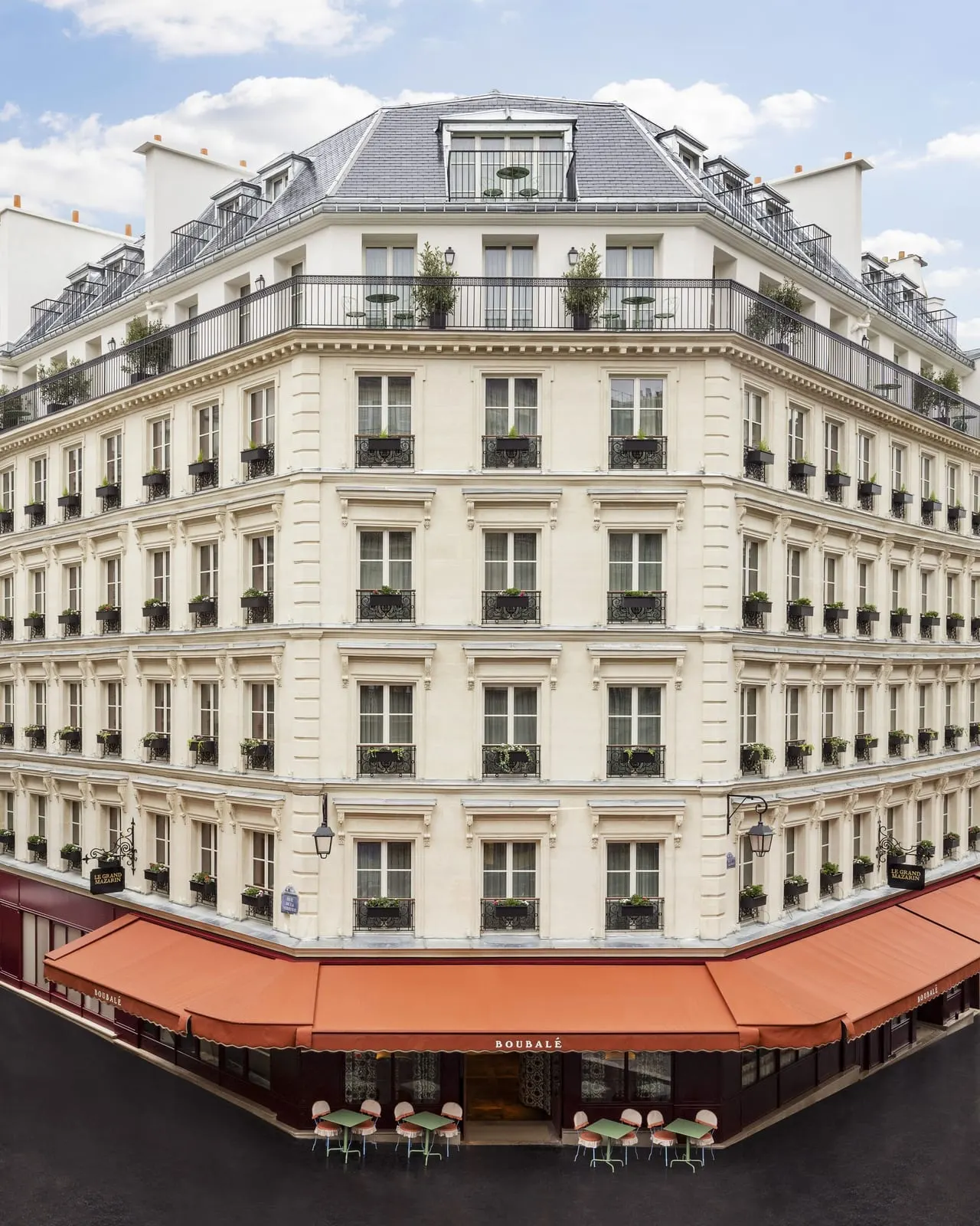Le Grand Mazarin: The corner façade above Boubalé's awnings