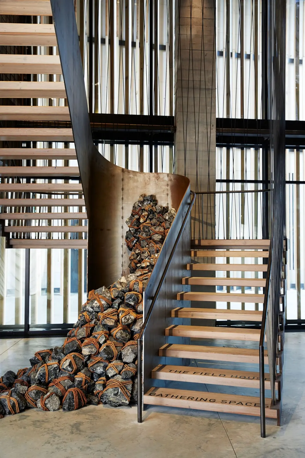 1 Hotel Brooklyn Bridge: The staircase, in reclaimed timber