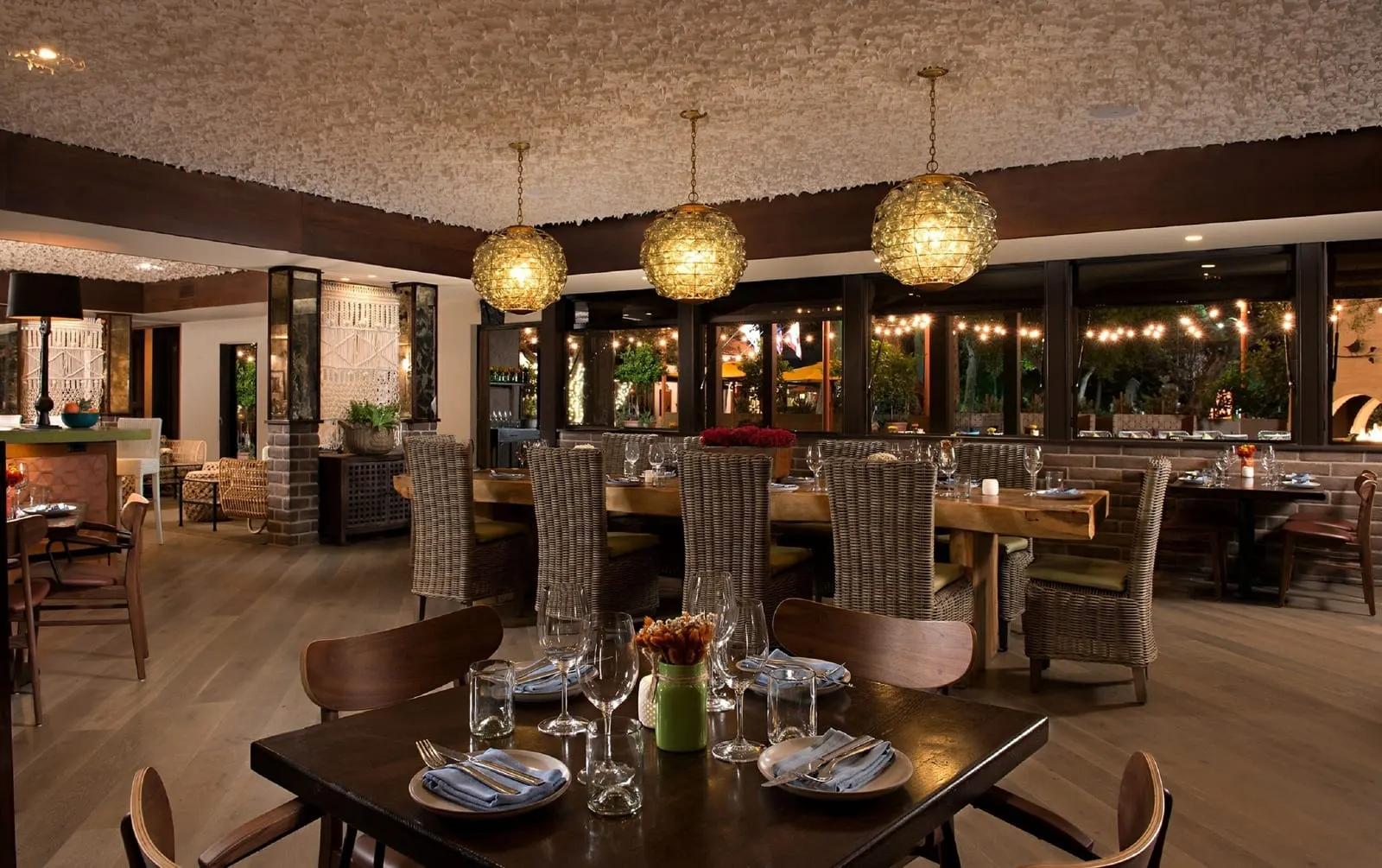 The Garland: The Front Yard dining room, set for dinner