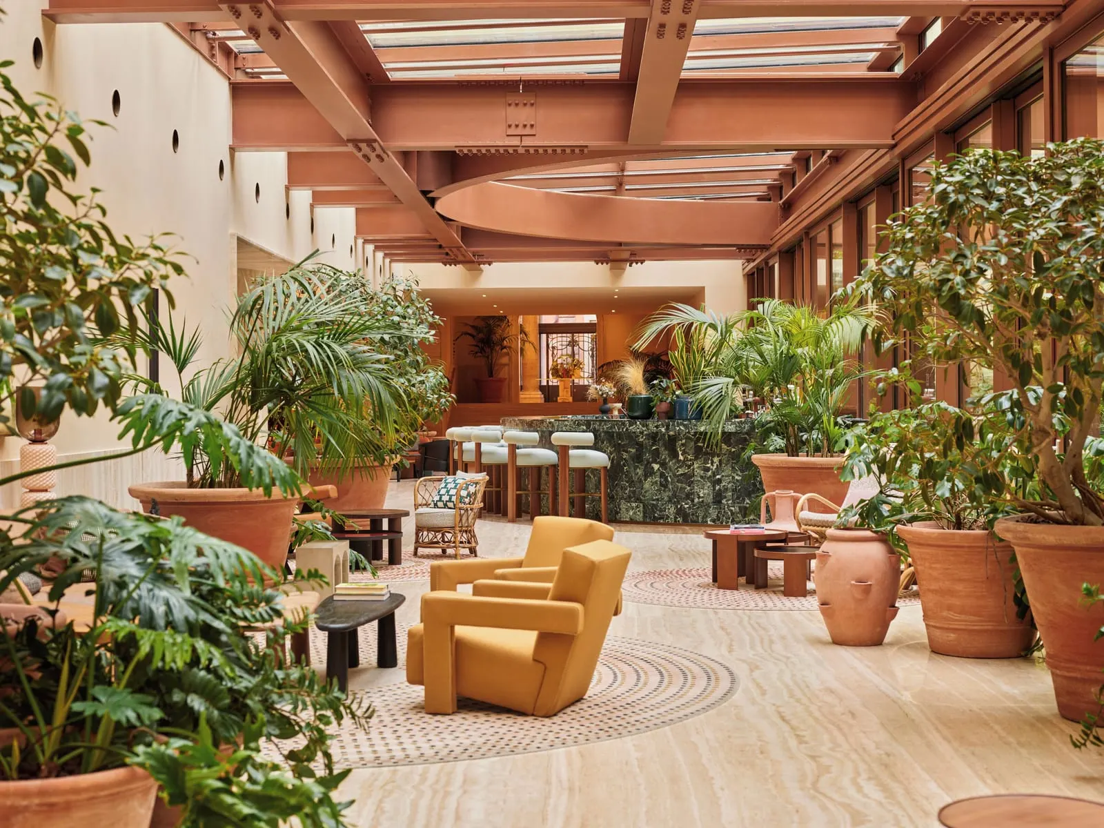 Six Senses Rome: The courtyard under glass