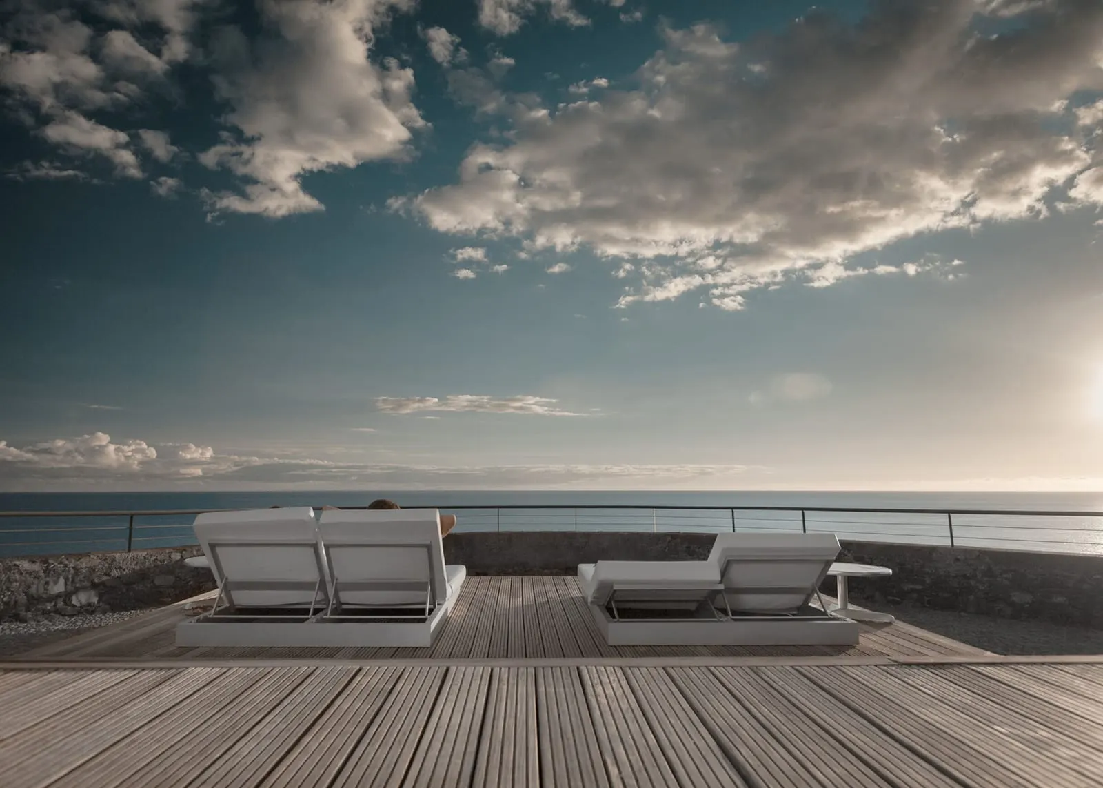 Estalagem da Ponta do Sol: Sunloungers on a deck facing the Atlantic