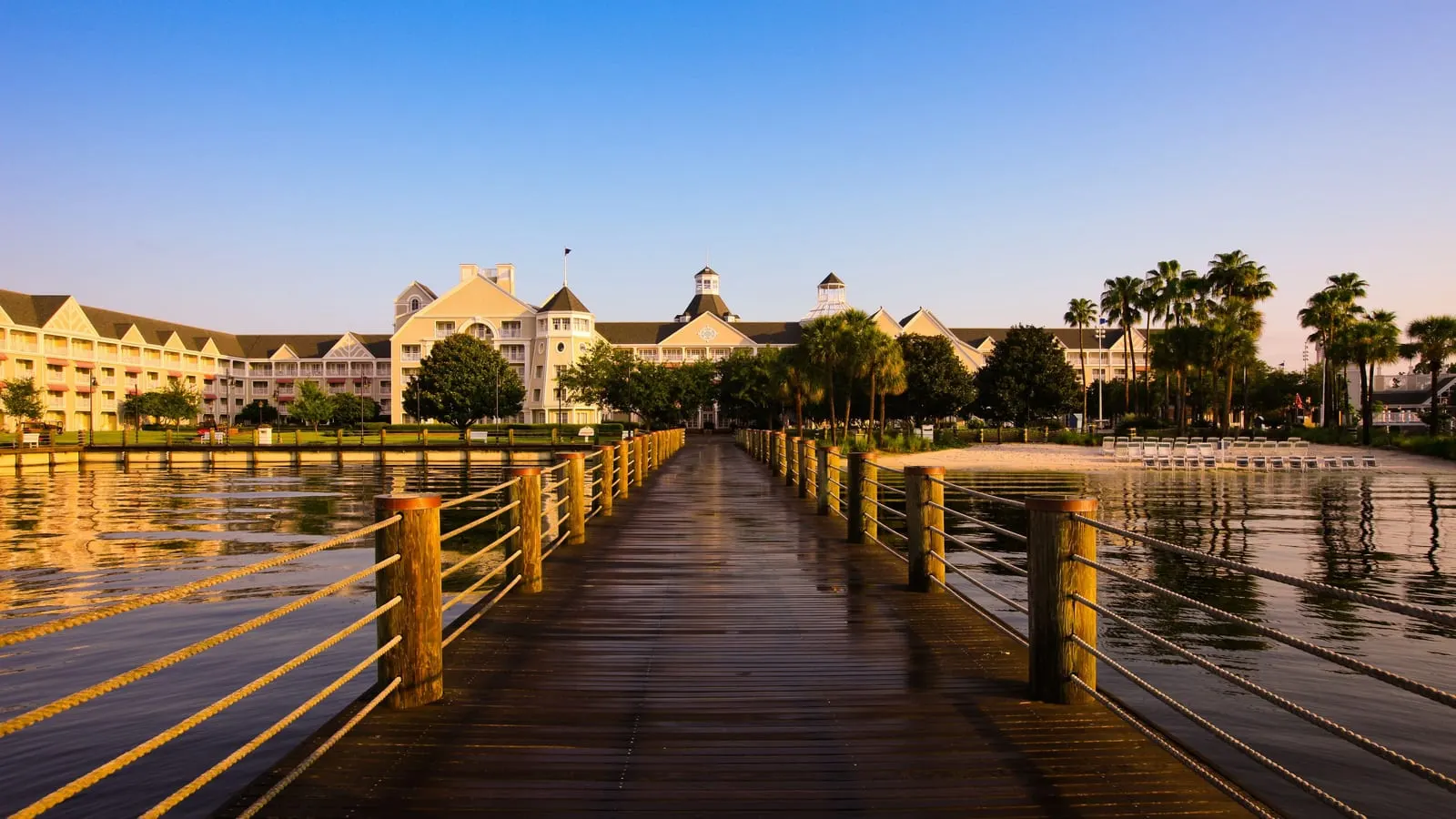 Disney's Yacht Club Resort: The Yacht Club from the pier on Crescent Lake