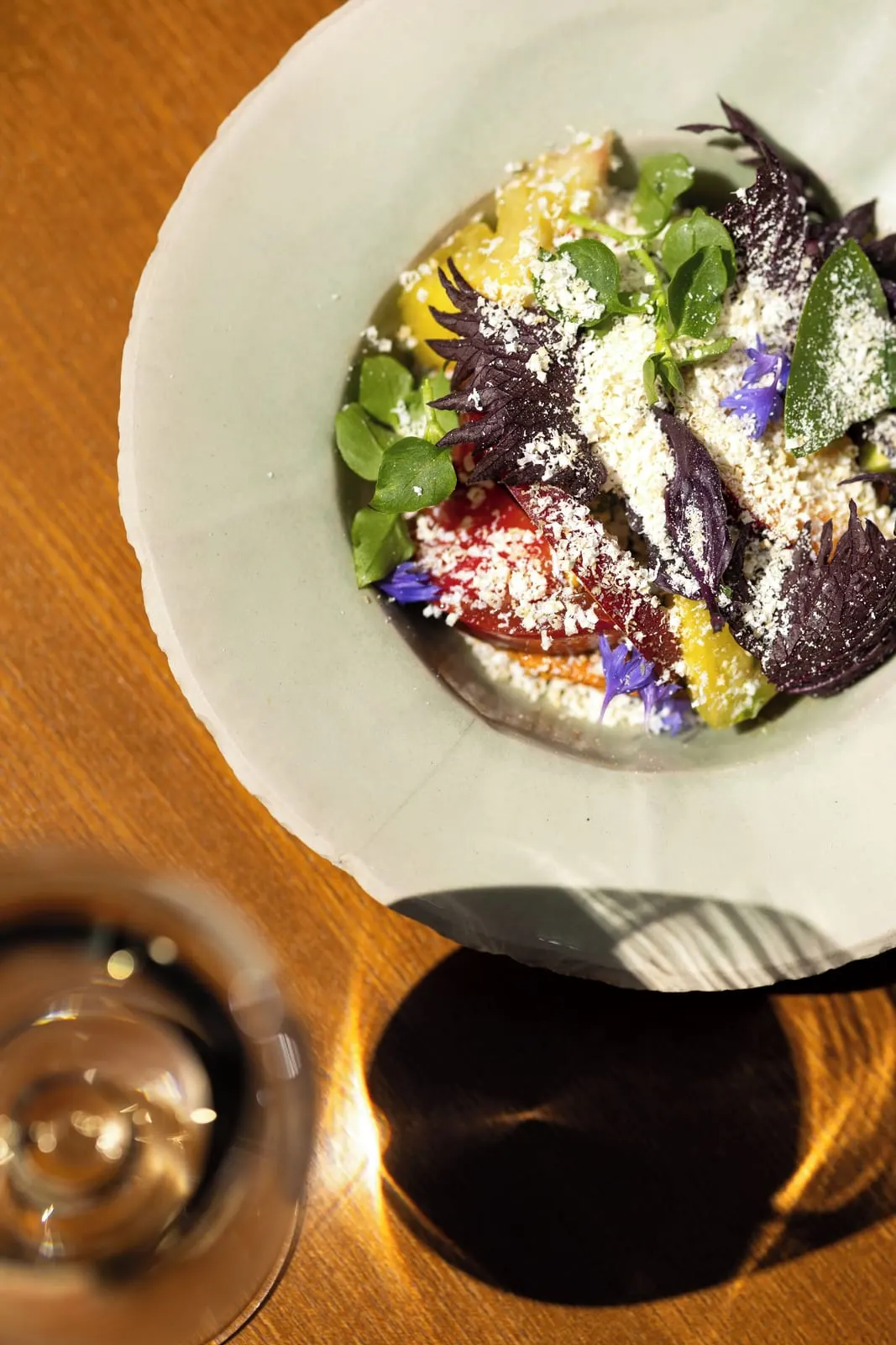 Grands Boulevards Experimental: A plate finished with herbs and edible flowers