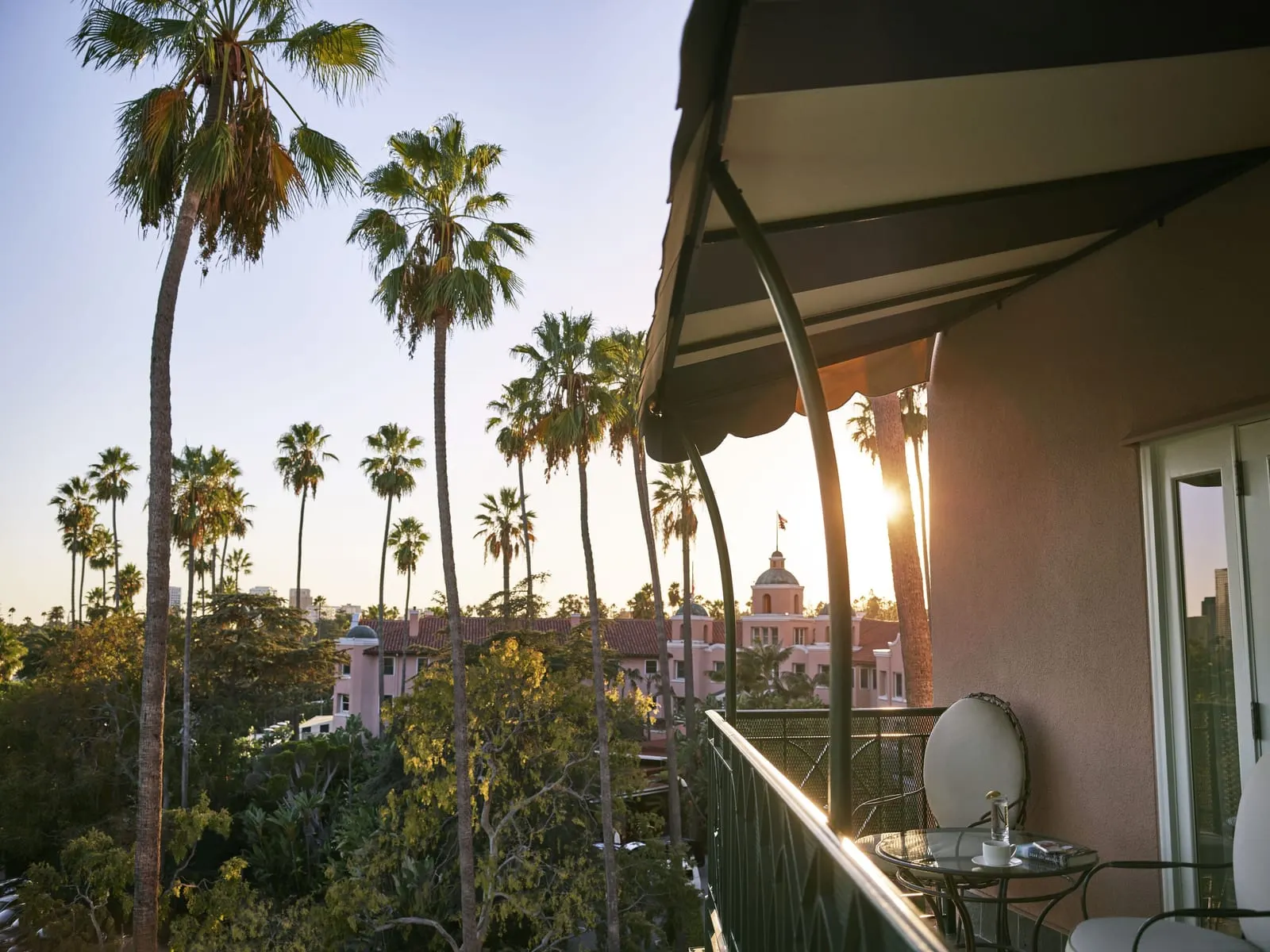 The Beverly Hills Hotel: A balcony among the palms