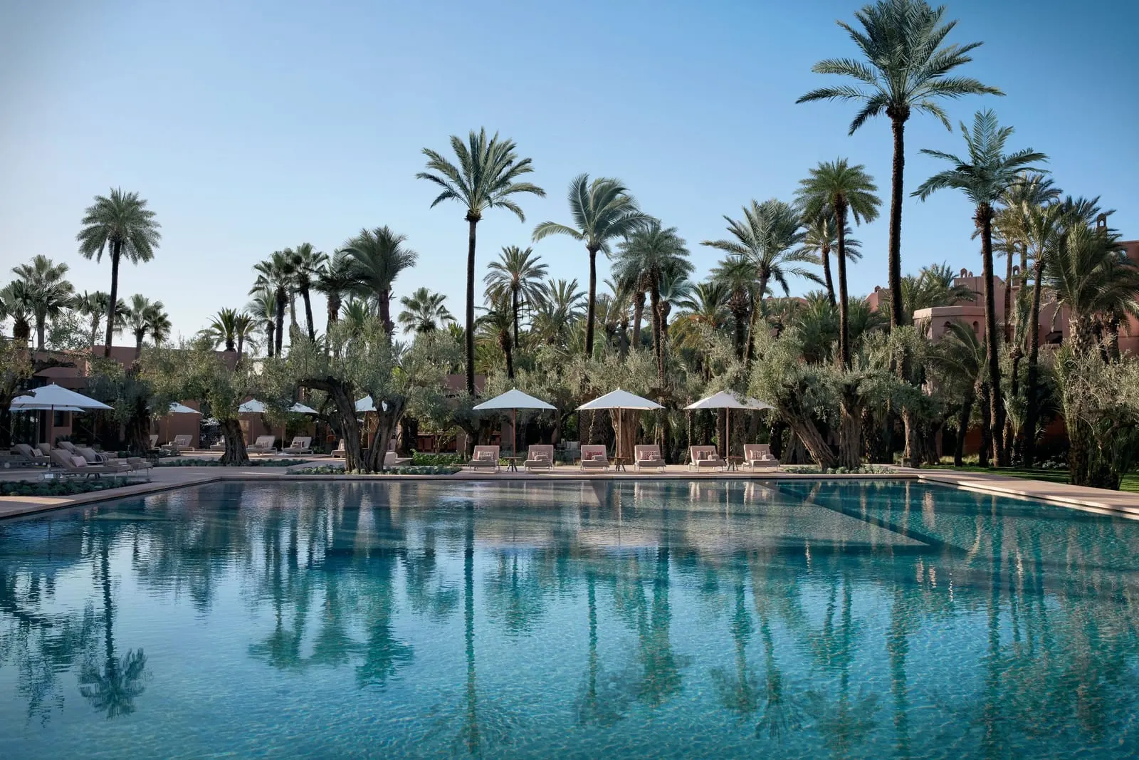 Royal Mansour Marrakech: The outdoor pool among palms and olive trees