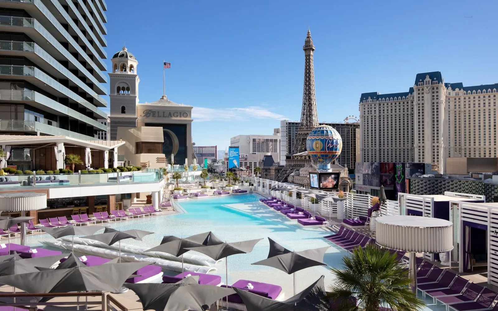 The Cosmopolitan of Las Vegas: The Boulevard Pool, with Paris Las Vegas across the Strip
