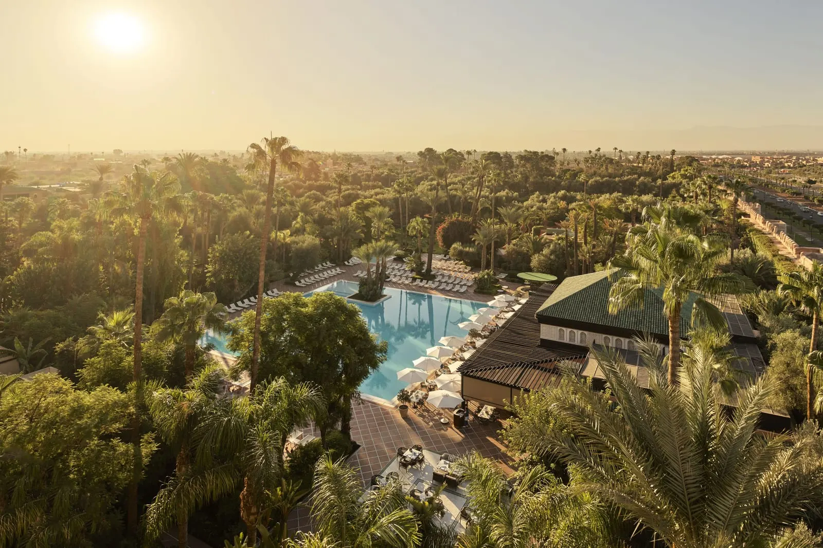 La Mamounia: The pool and gardens from above