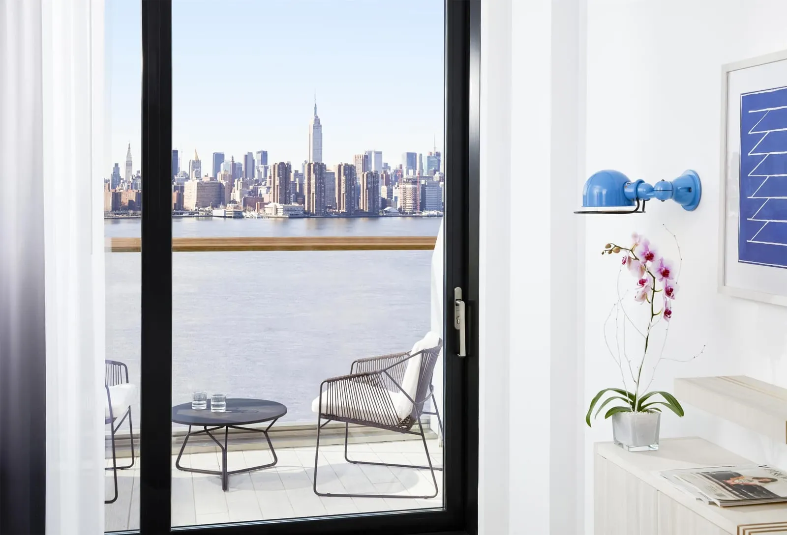 The William Vale: A Manhattan View room, through the balcony door