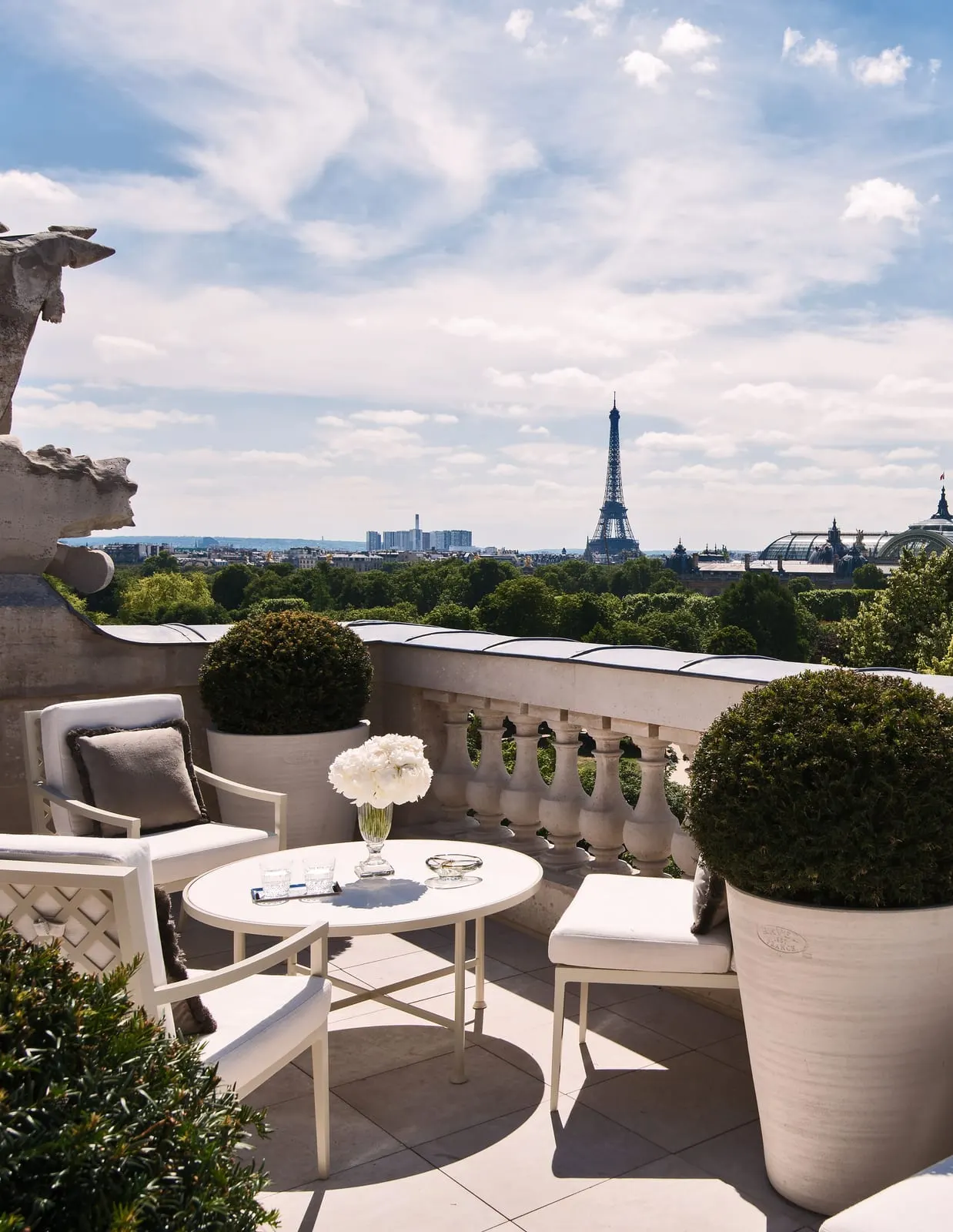 Hôtel de Crillon, A Rosewood Hotel: A signature suite terrace facing the Eiffel Tower
