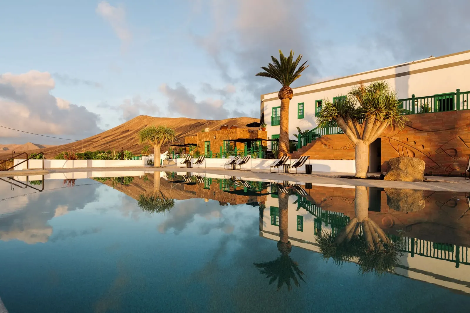 Hotel César Lanzarote: The pool below the house and its dragon trees
