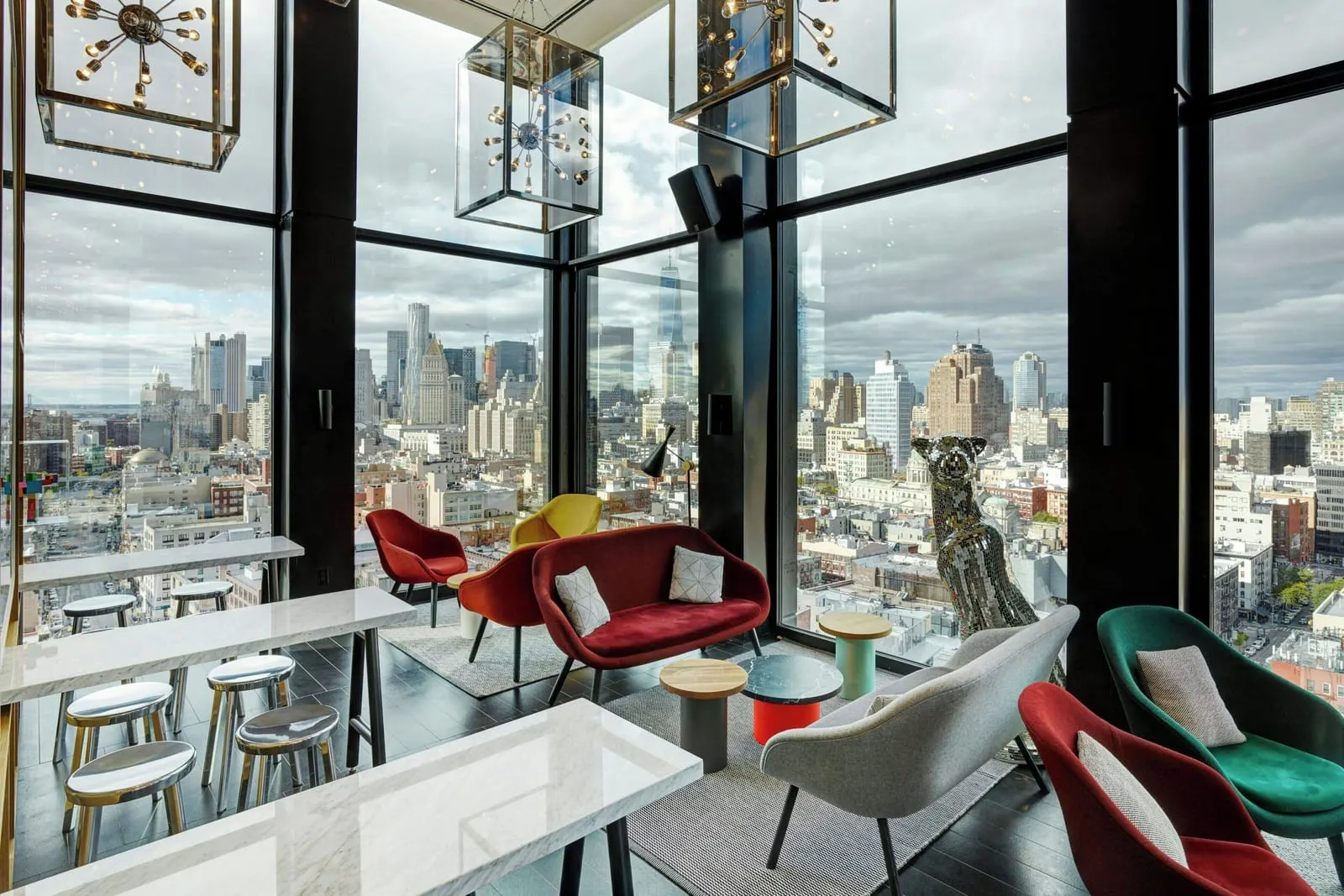 citizenM New York Bowery: cloudM, the rooftop bar, with downtown below