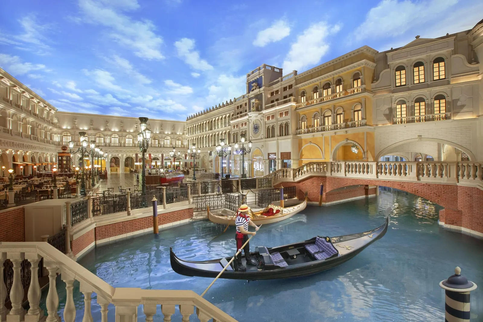 The Venetian Resort Las Vegas: A gondola on the Grand Canal under a painted sky