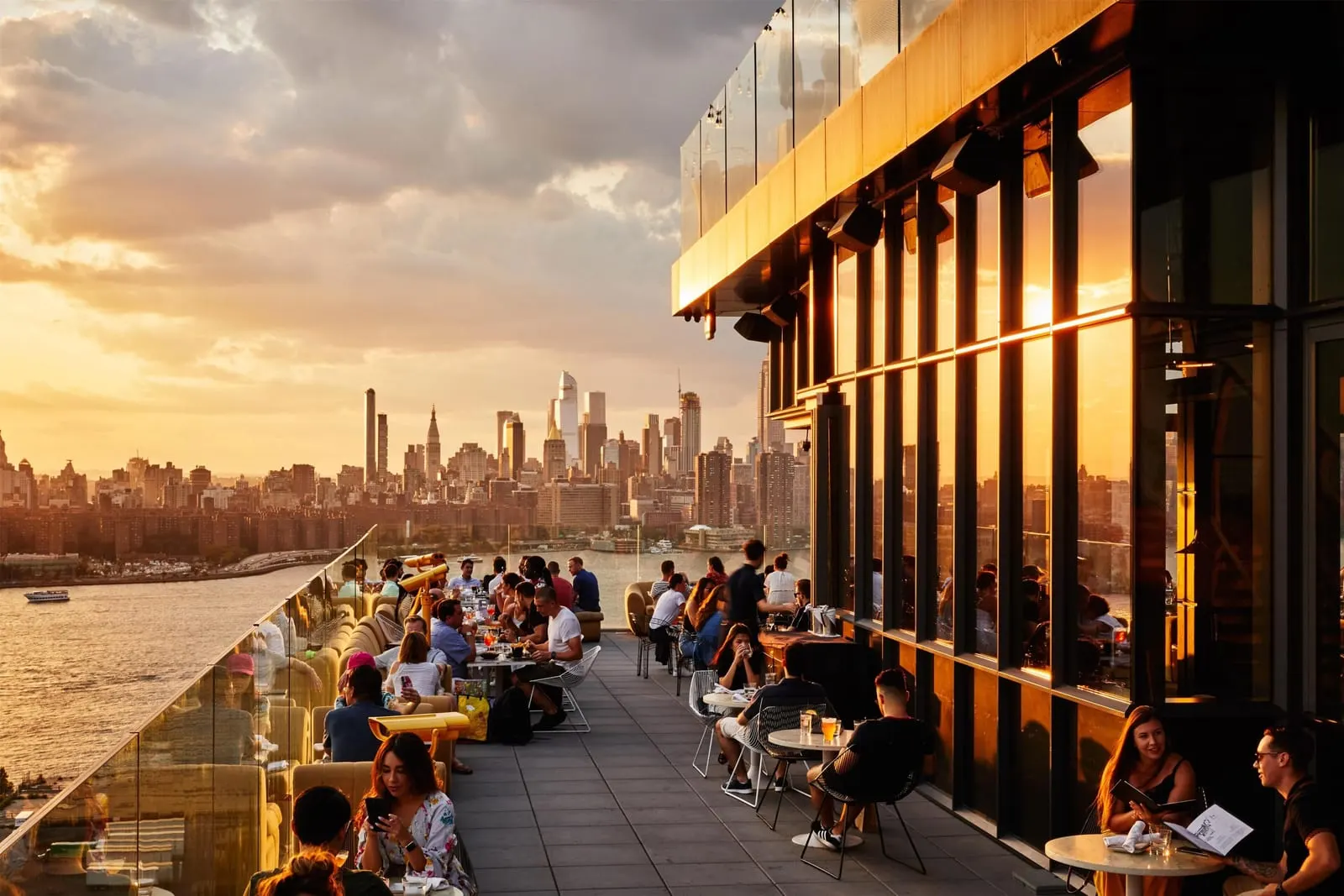 The William Vale: Westlight's terrace on the 22nd floor at sunset