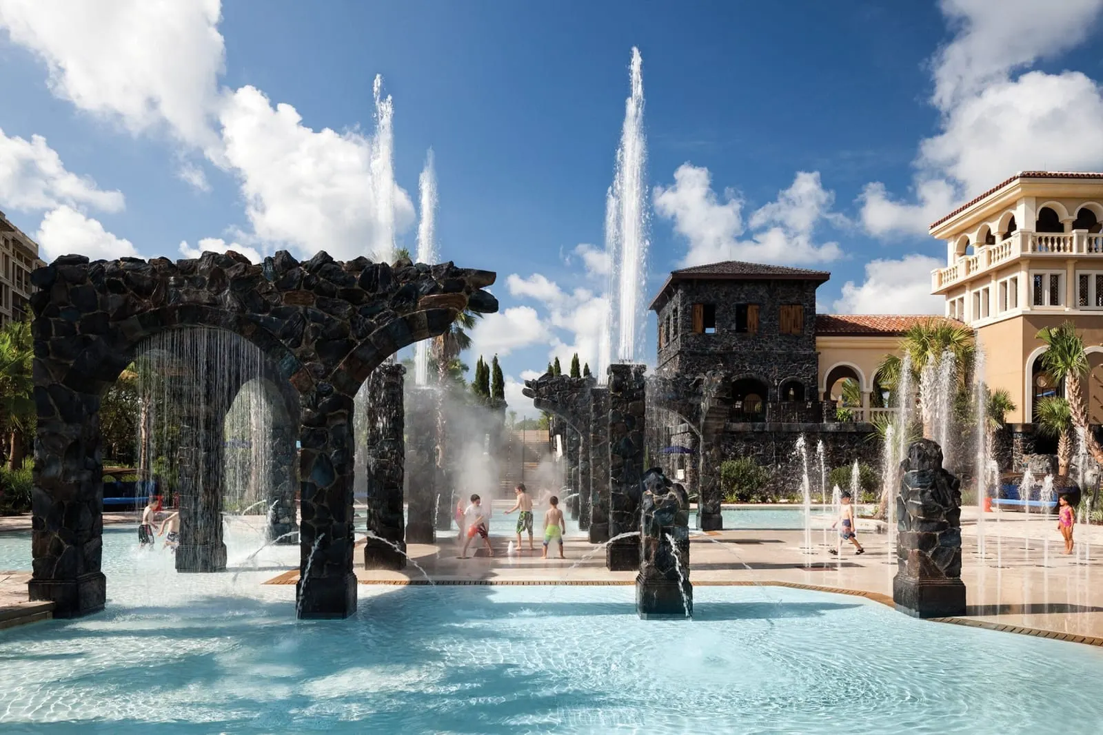 Four Seasons Resort Orlando at Walt Disney World Resort: The splash zone's jets and stone arches