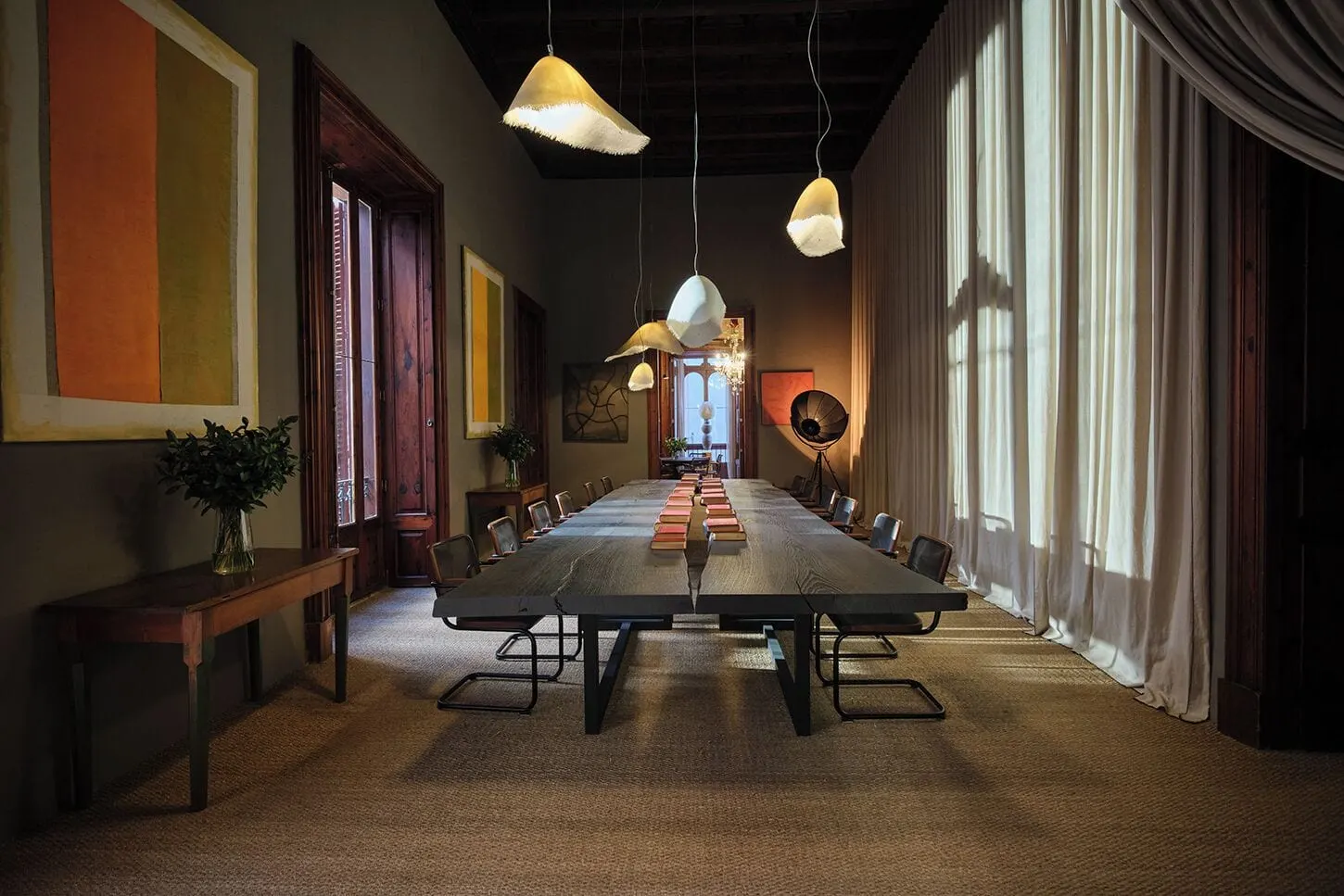 Can Cera: The work room and its long oak table
