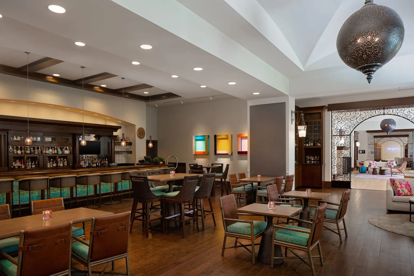The Alfond Inn: The bar, with art on its walls