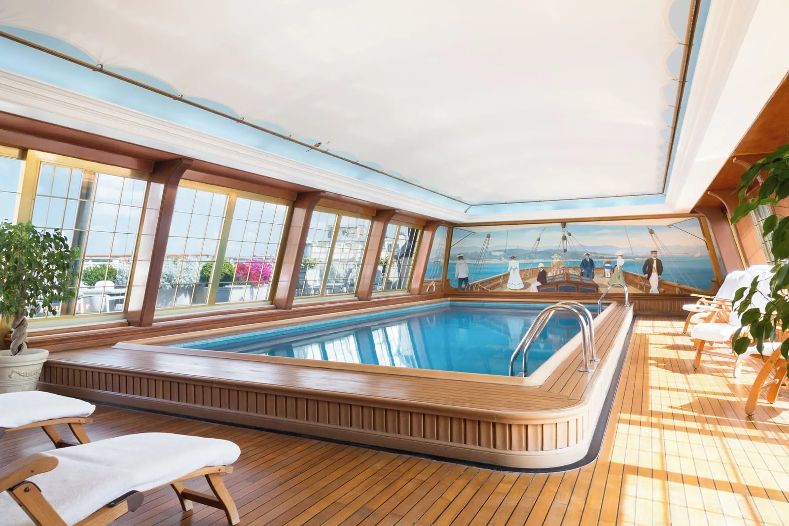 Le Bristol Paris: The sixth-floor pool, laid out as a yacht deck