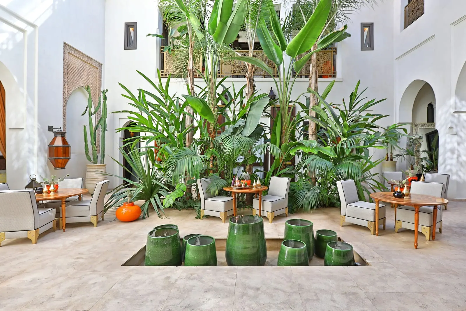 Dar Kandi: The tree-filled patio around its fountain