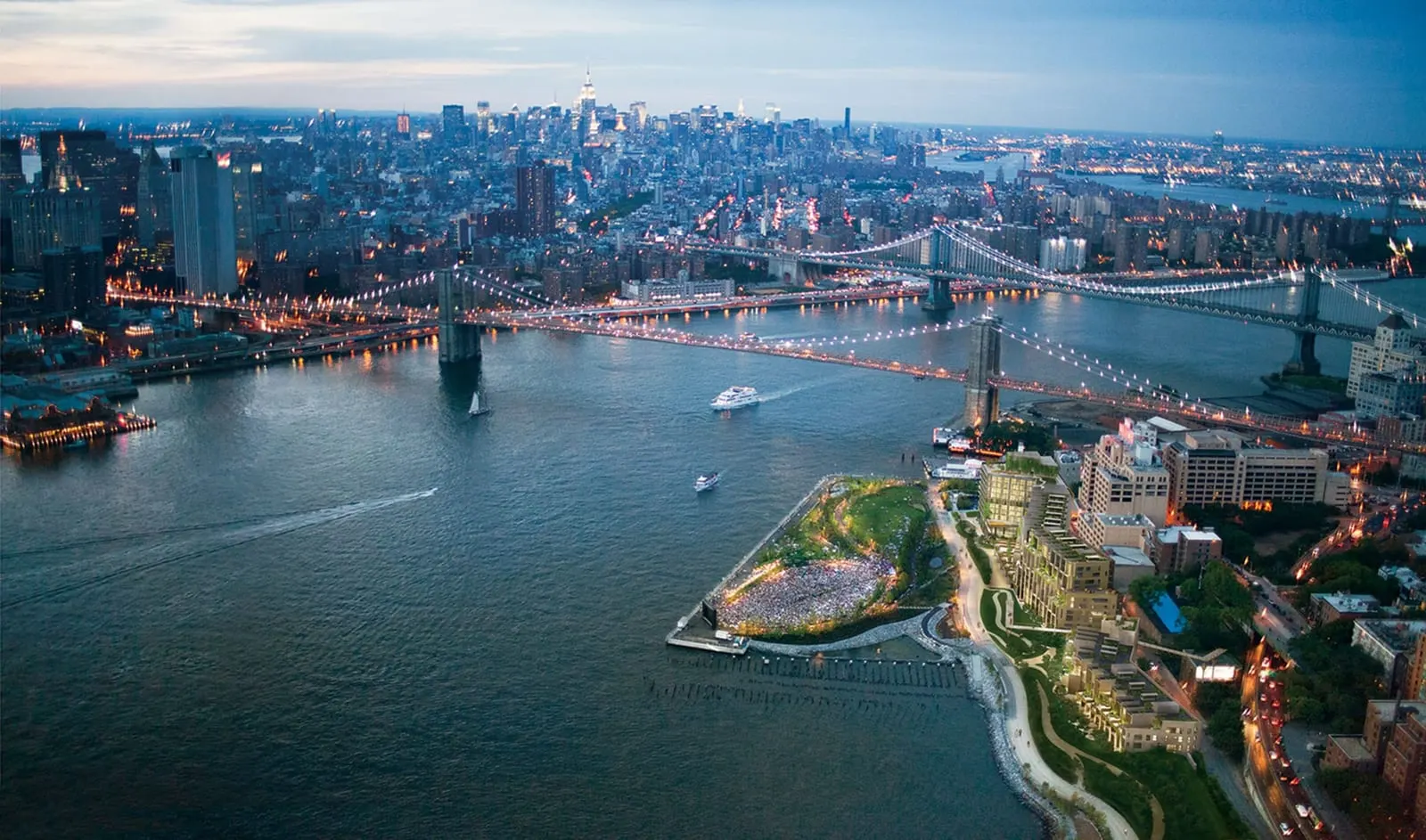 1 Hotel Brooklyn Bridge: Brooklyn Bridge Park and the East River from above