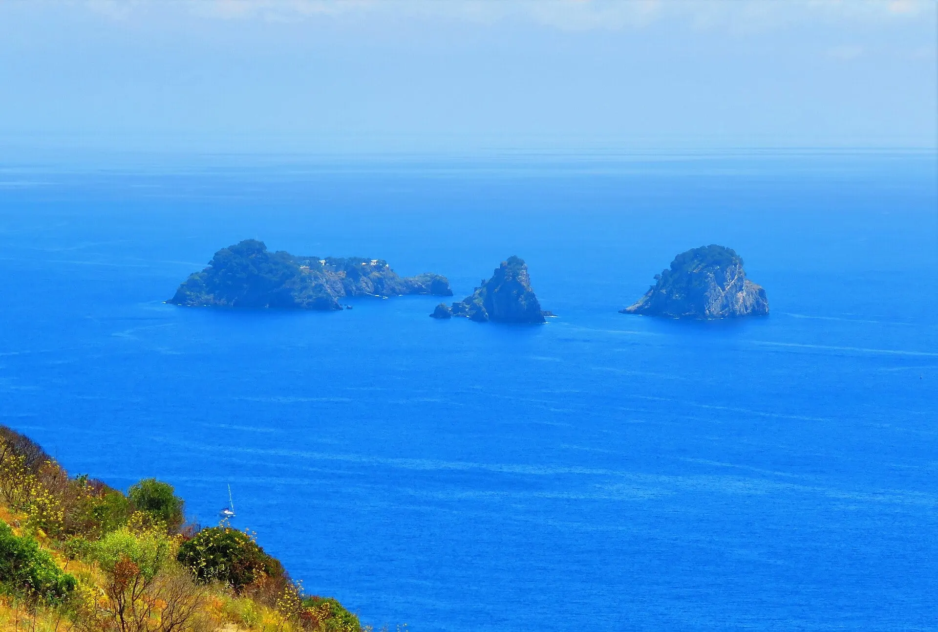Li Galli, the Sirens' islands, in a bright blue sea off Positano